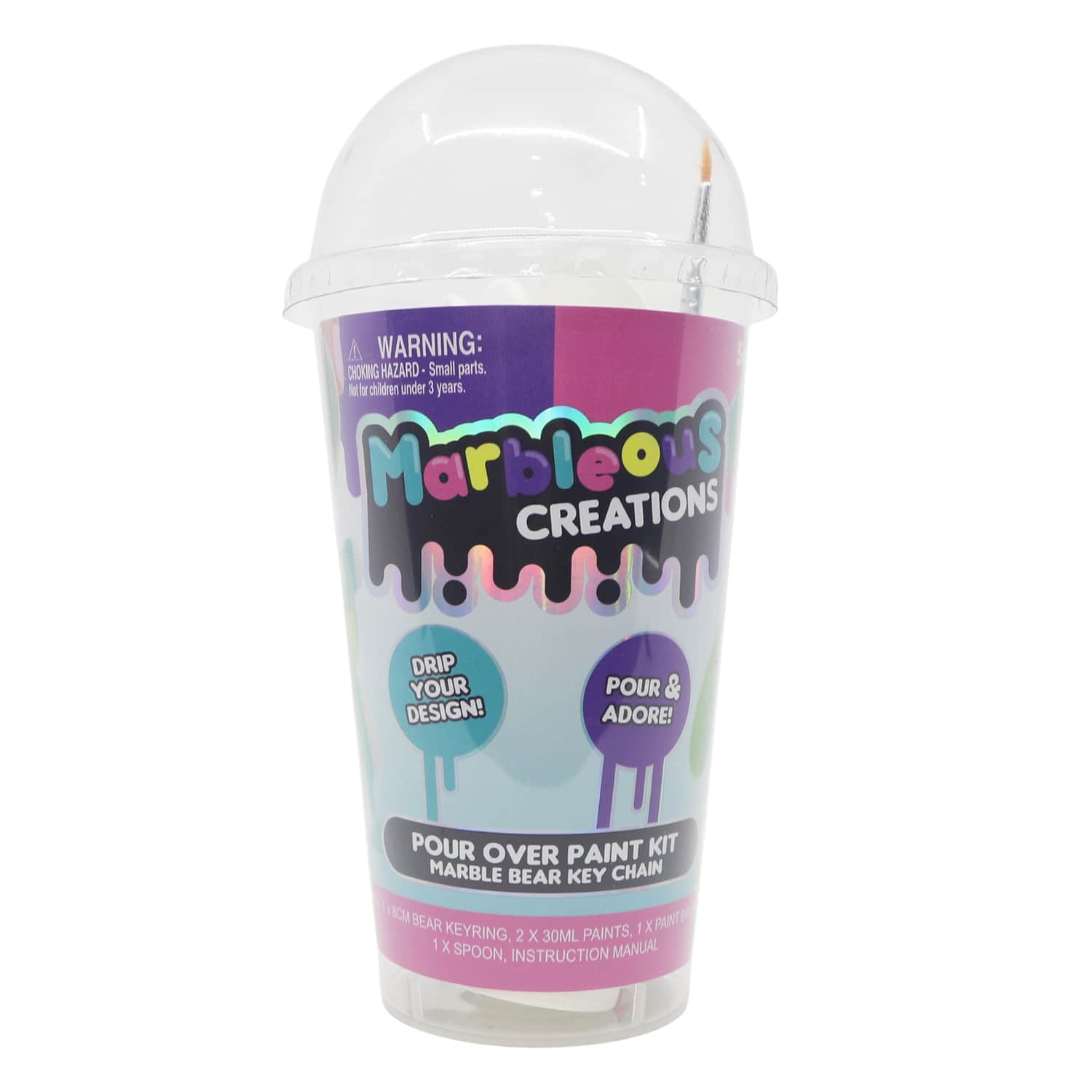 Dažų meškutis su pakabuč. MARBLEOUS DIY, SS26