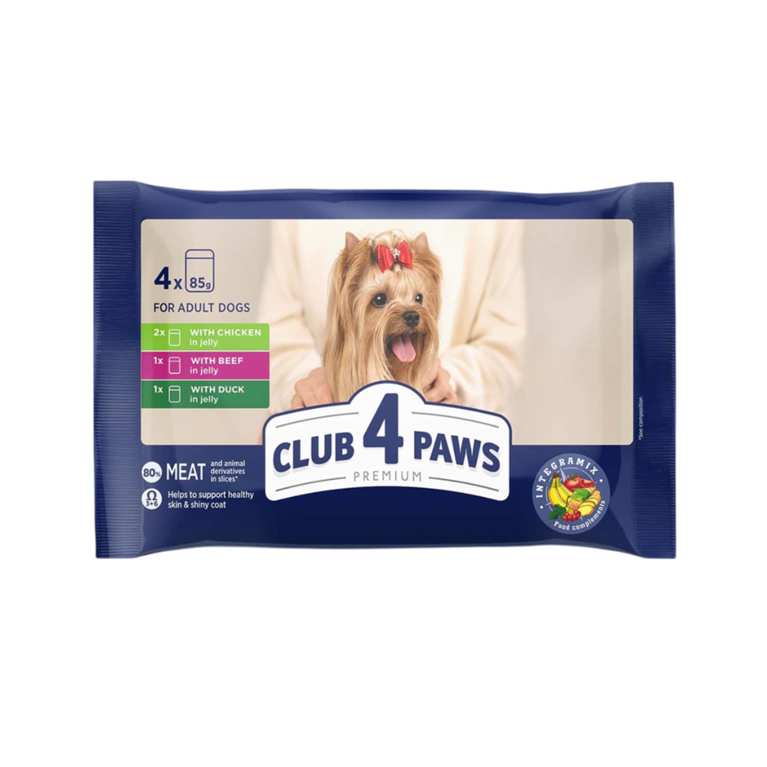 Šunų ėd. su višt., jaut. CLUB 4 PAWS, 4x85 g