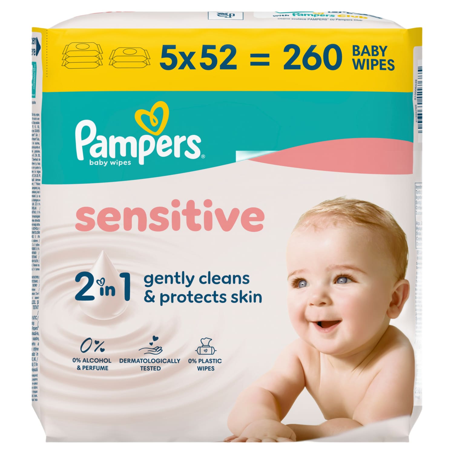 Kūd. servet. PAMPERS SENSITIVE, 5 x 52 vnt.