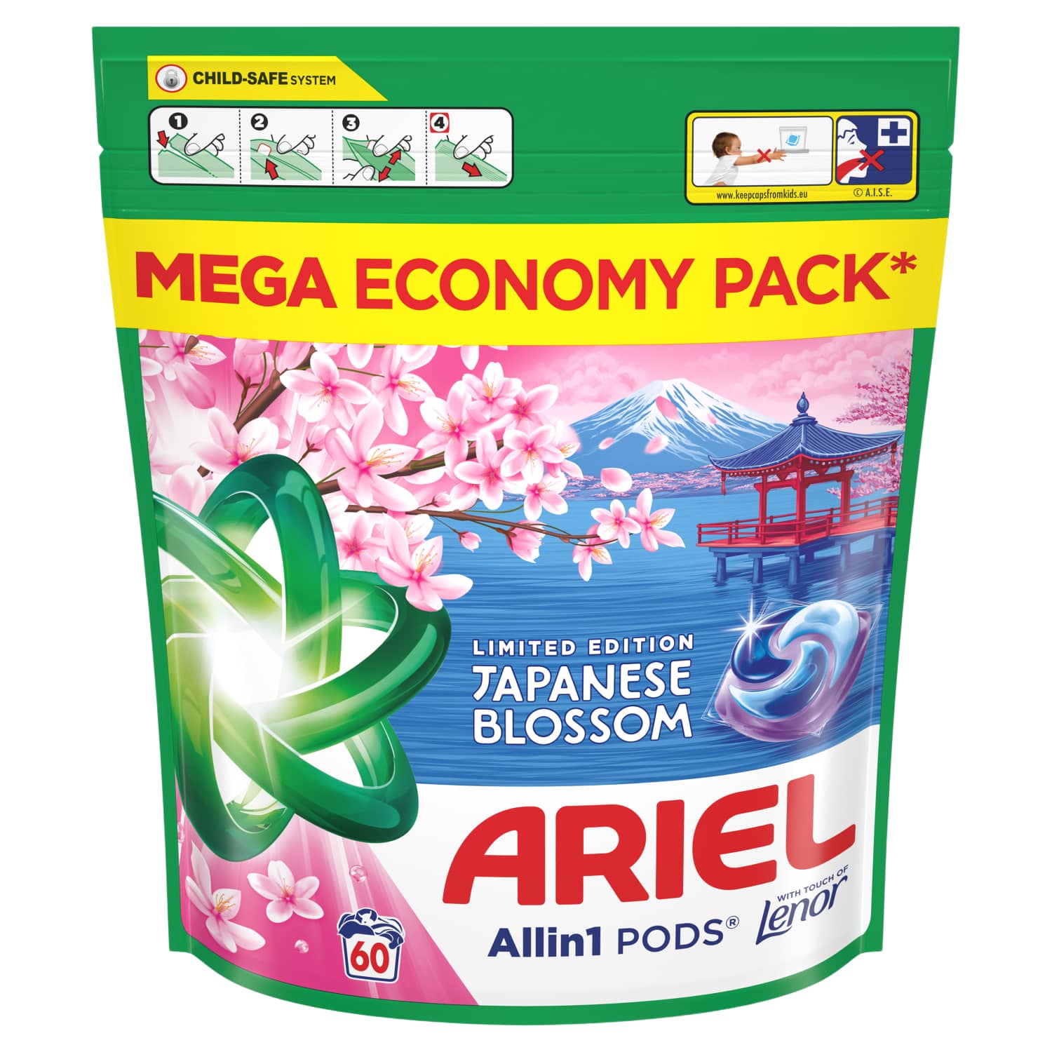 Veļas mazg.tabl.Ariel Japanese Blossom 60gab.