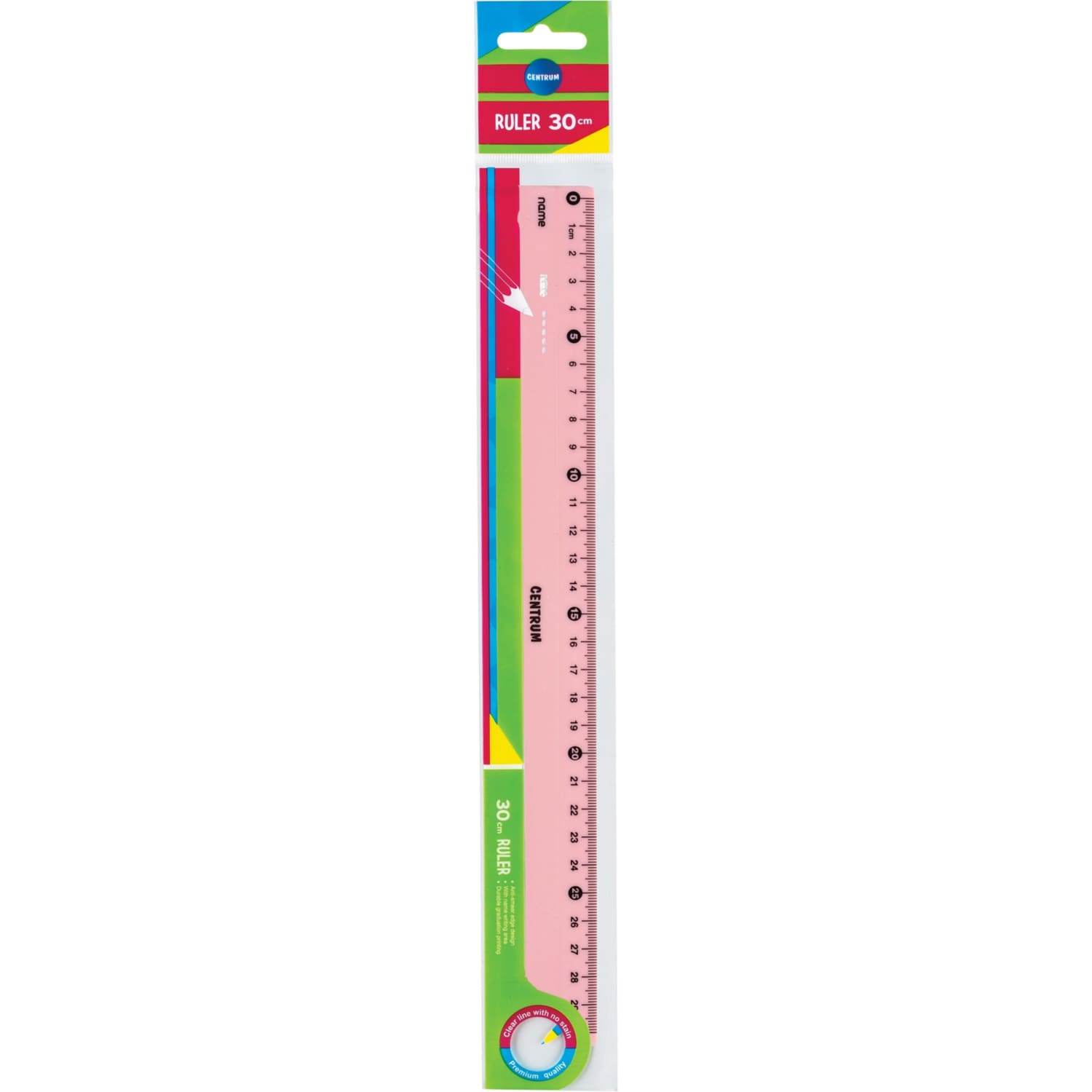 Lineāls Centrum plastmasas 30 cm BS26