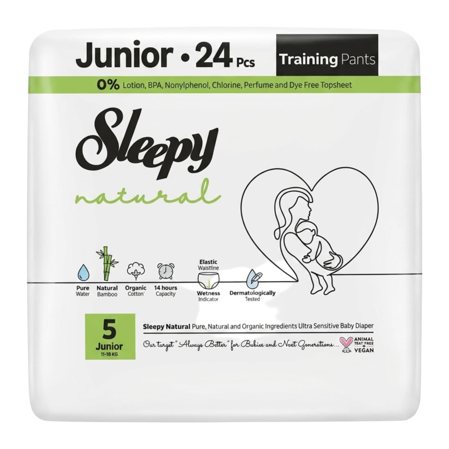 Autiņbik. Sleepy Natural Pants Junior 24 gab.