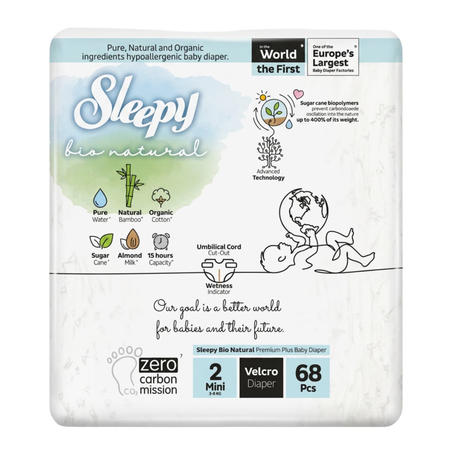 Autiņbiksītes Sleepy BIO Natural Mini 68 gab.