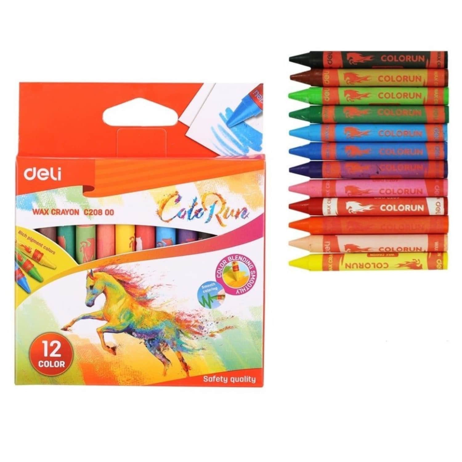 Vaškinės kreidelės DELI COLORUN, 12 sp.
