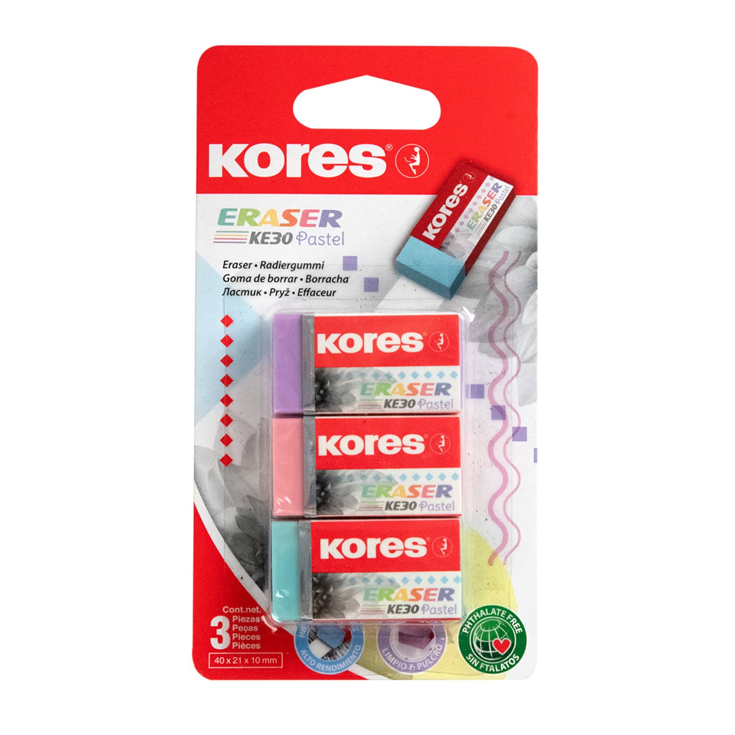 Kustukummid Kores KE-30 40x21x10mm, 3tk