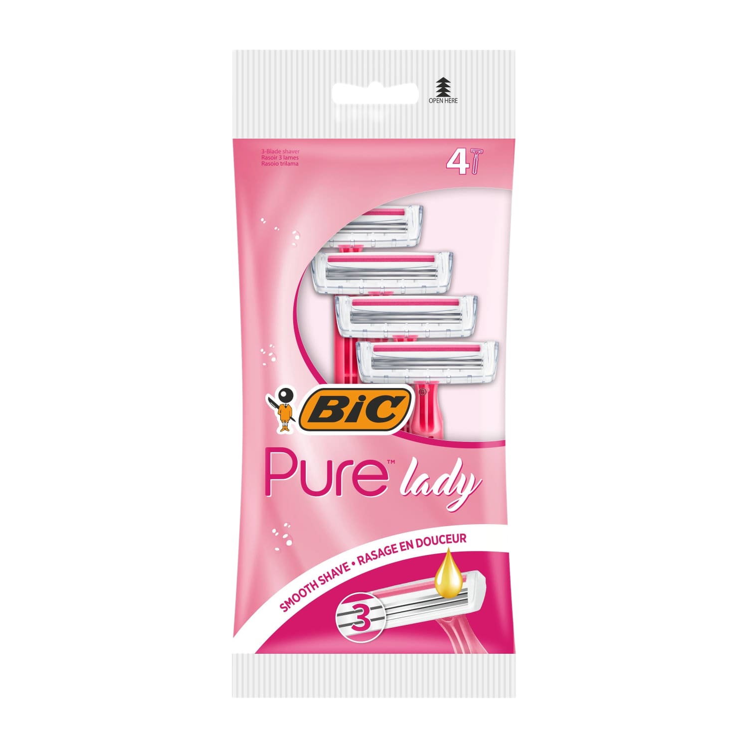Skuvekļi Bic Pure3 Lady Pink sievietēm 4gab