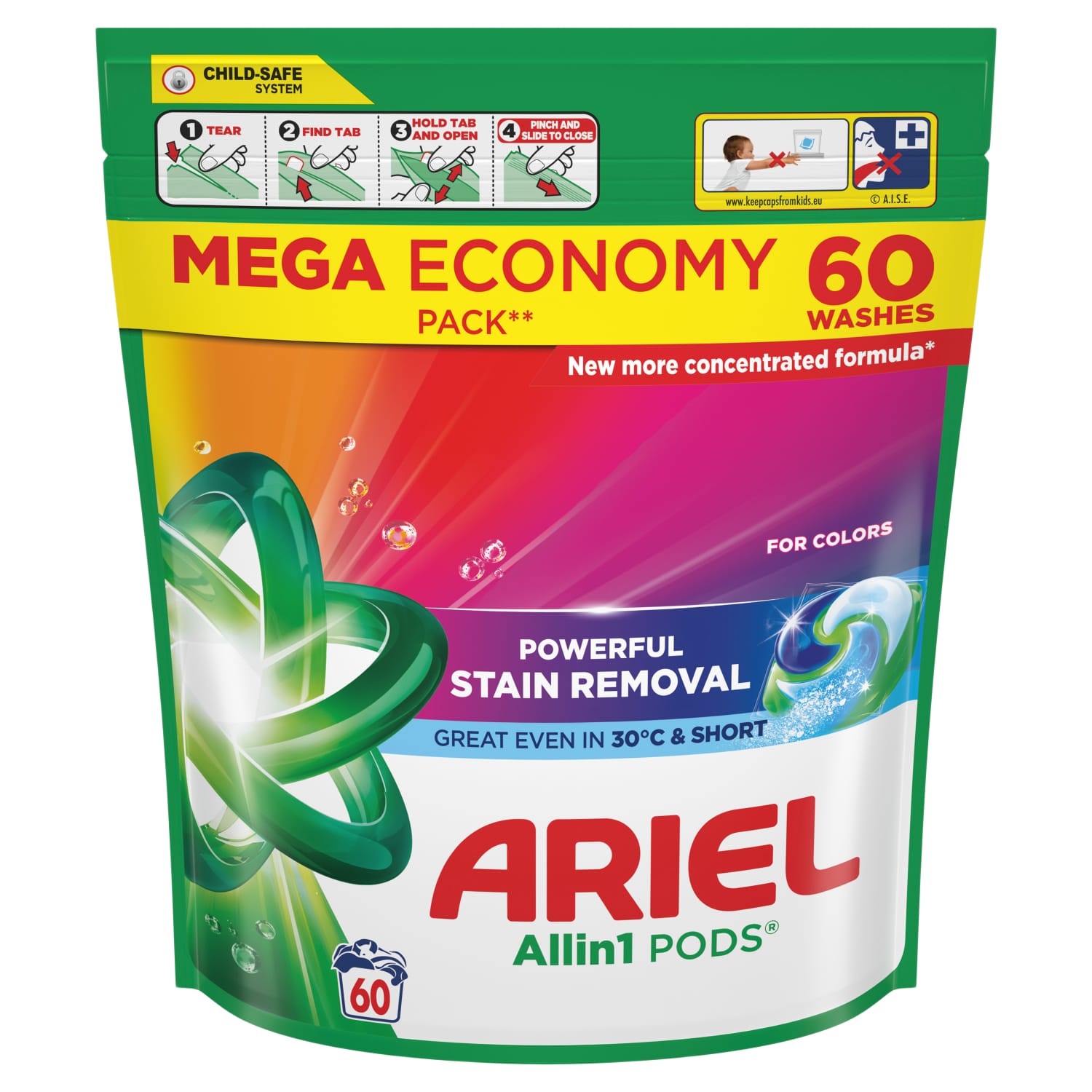 Veļas mazgāšanas kapsulas Ariel Color 60gab.