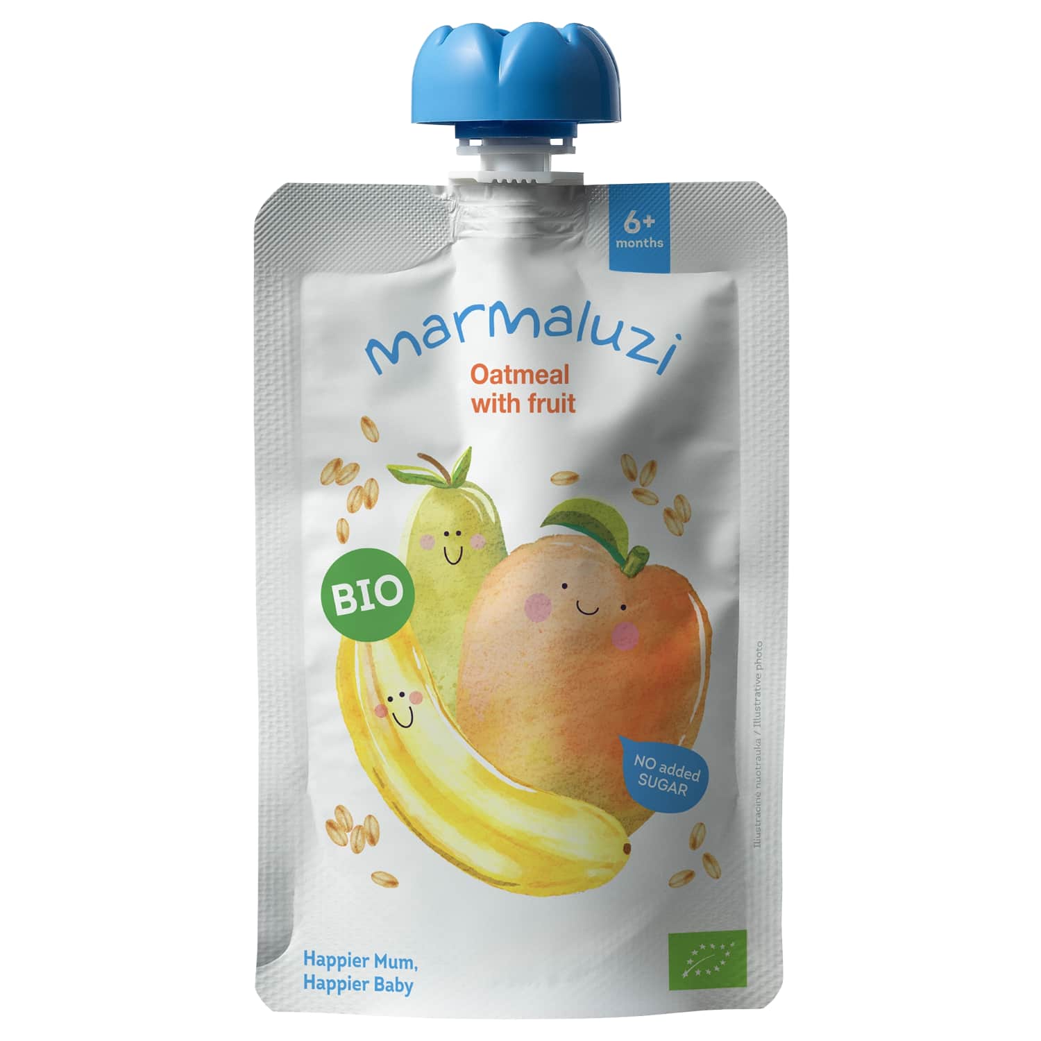 Ekologiška mangų, bananų, kriaušių, avižų košė MARMALUZI, 6 mėn., 90 g