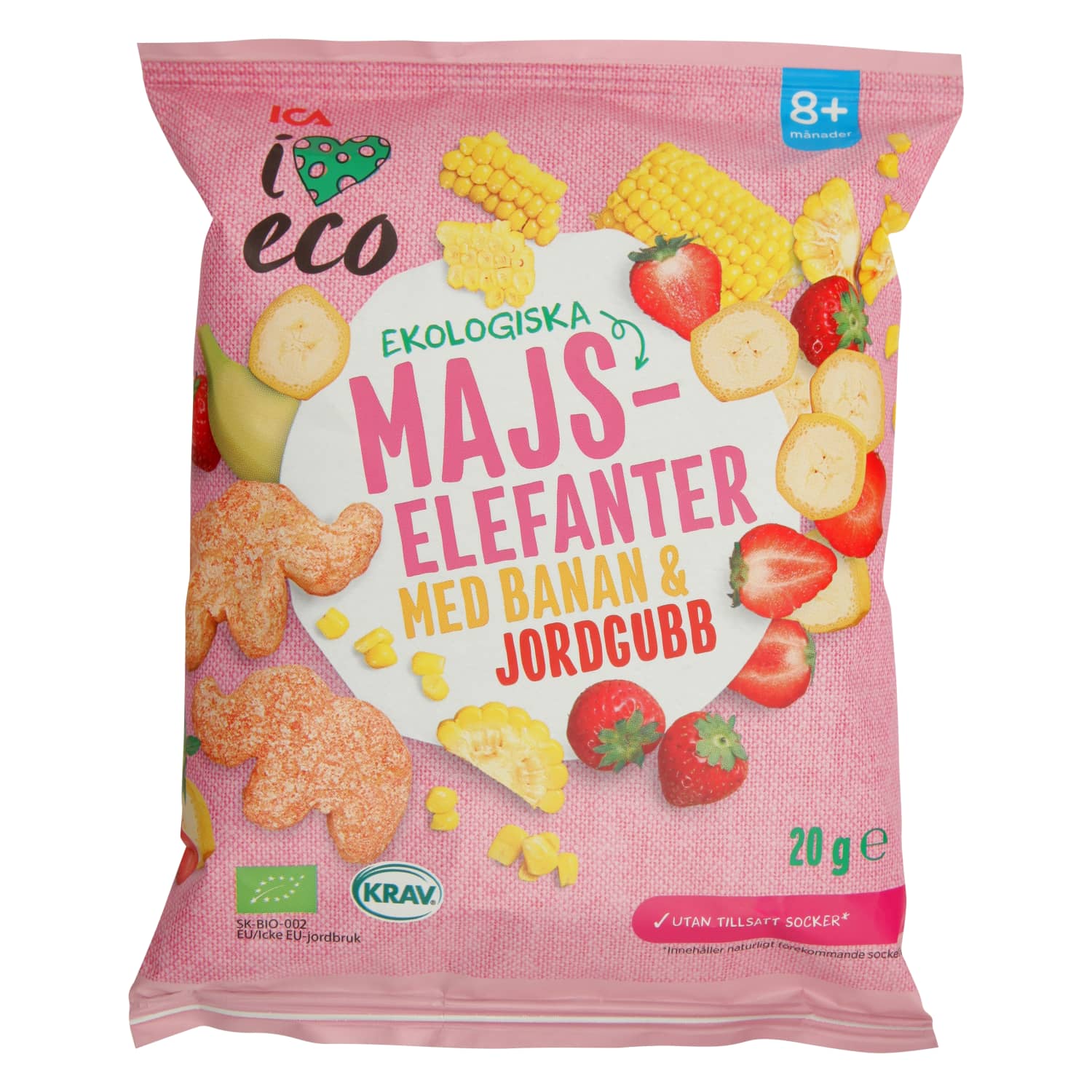 Kukurūzas uzkoda I Love Eco ban,zem.,8mēn,20g