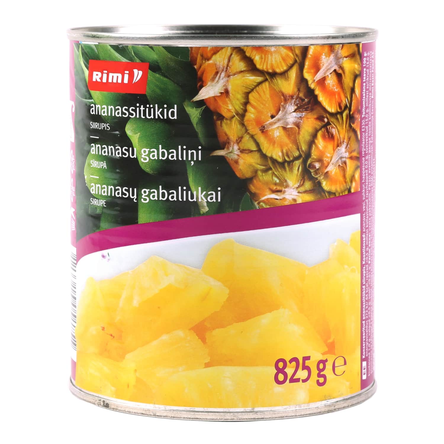 Ananassitükid siirupis Rimi 825g/490g