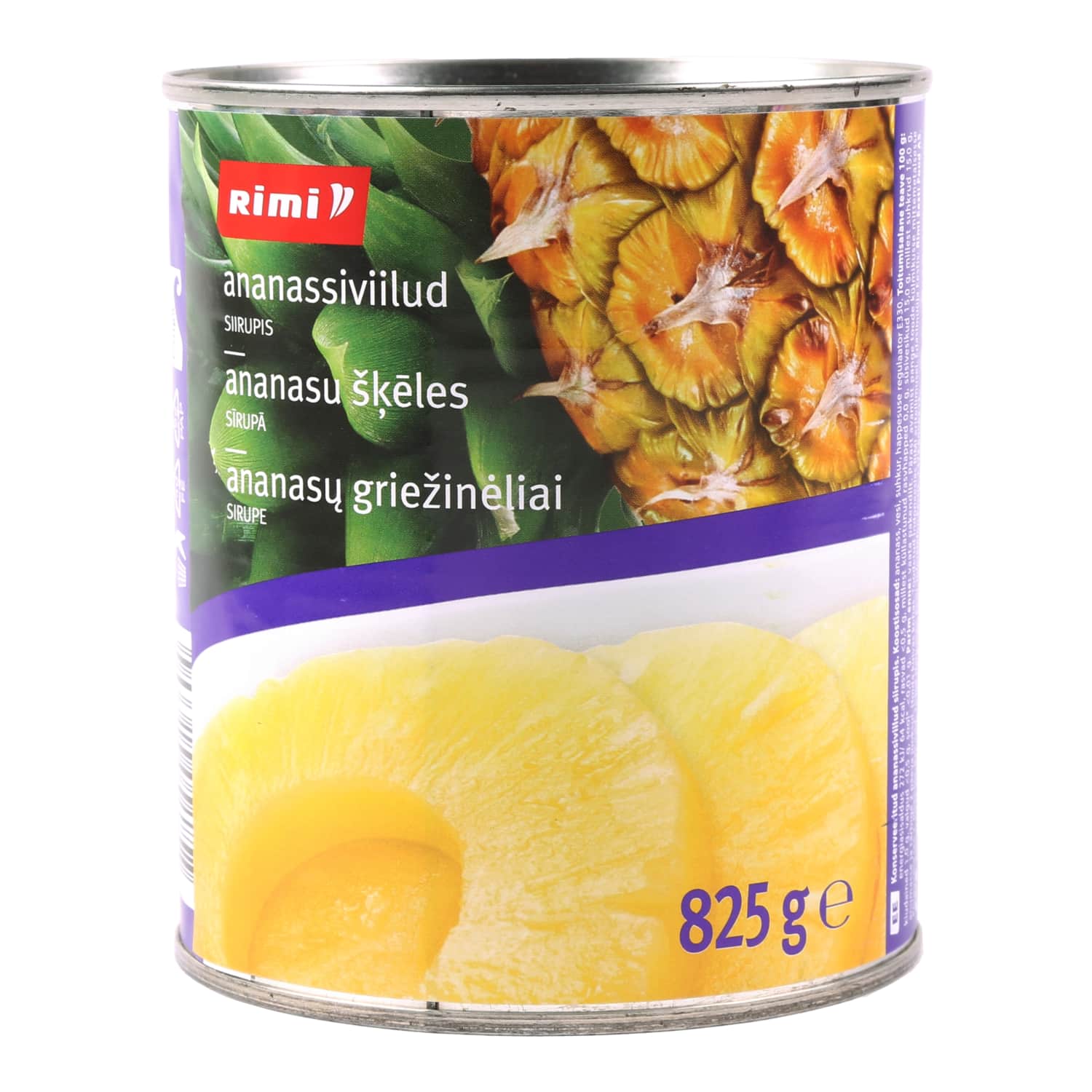 Ananassiviilud siirupis Rimi 825g/490g