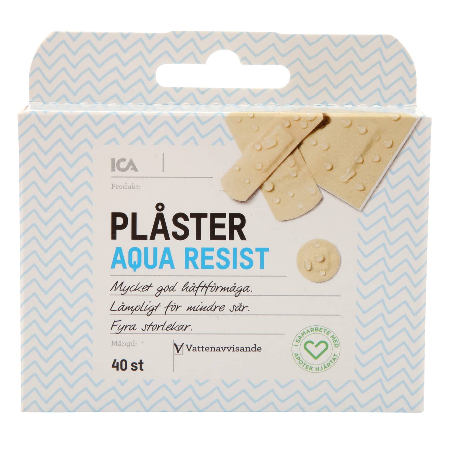 Ūdensizturīgi plāksteri ICA Hjartat 40gab.