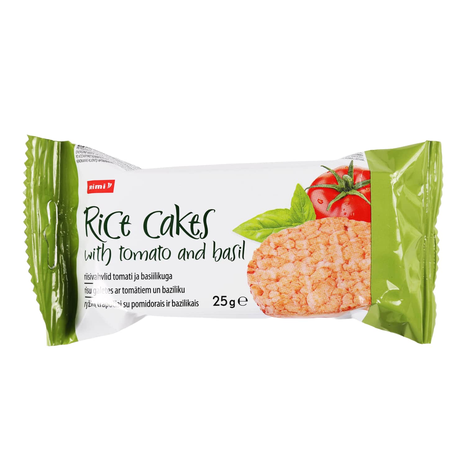 Ryžių trapučiai RIMI pomid.,bazil., 25 g