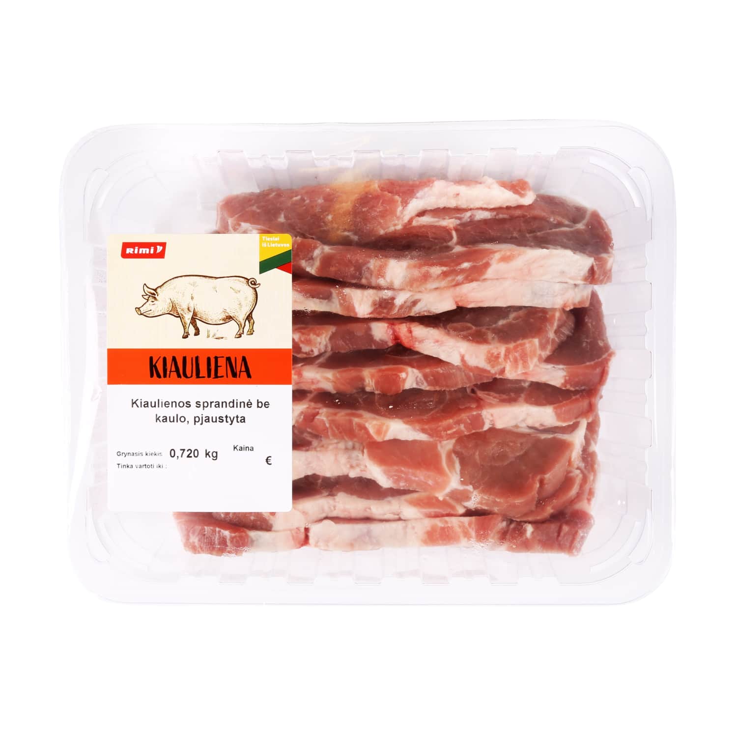 Kiaul. sprandinė RIMI be kaulo, pjaust., 720g