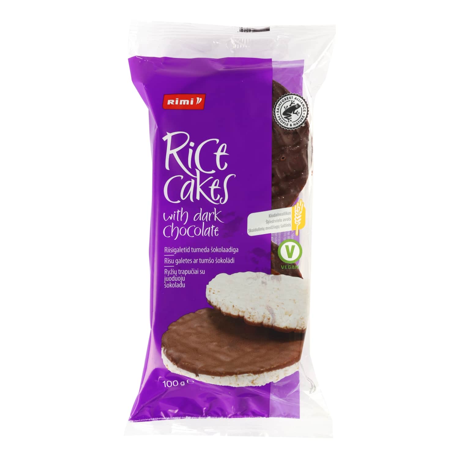 Riisivahvlid tumeda šokolaadiga Rimi 100g