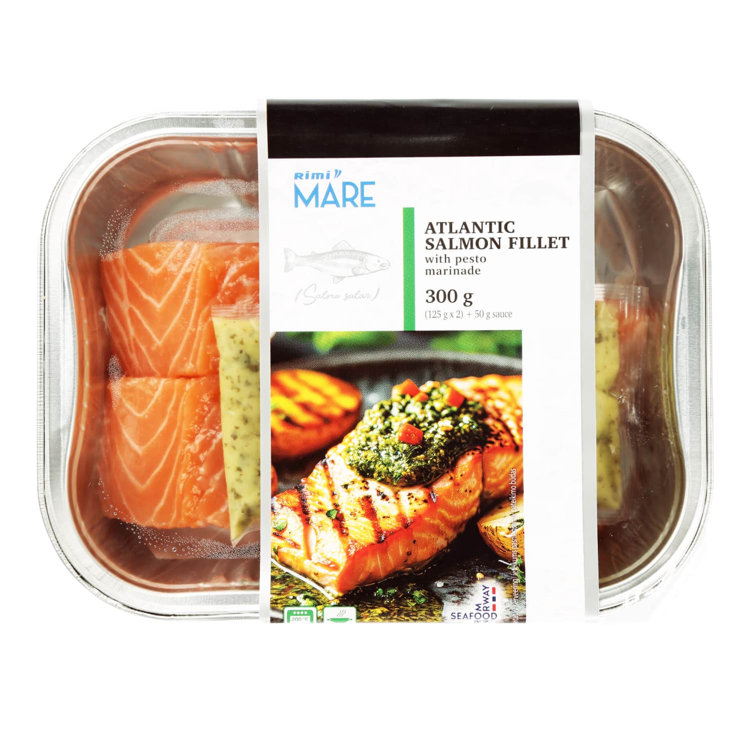 Atl. lašišų filė su pesto marinatu RIMI, 300g