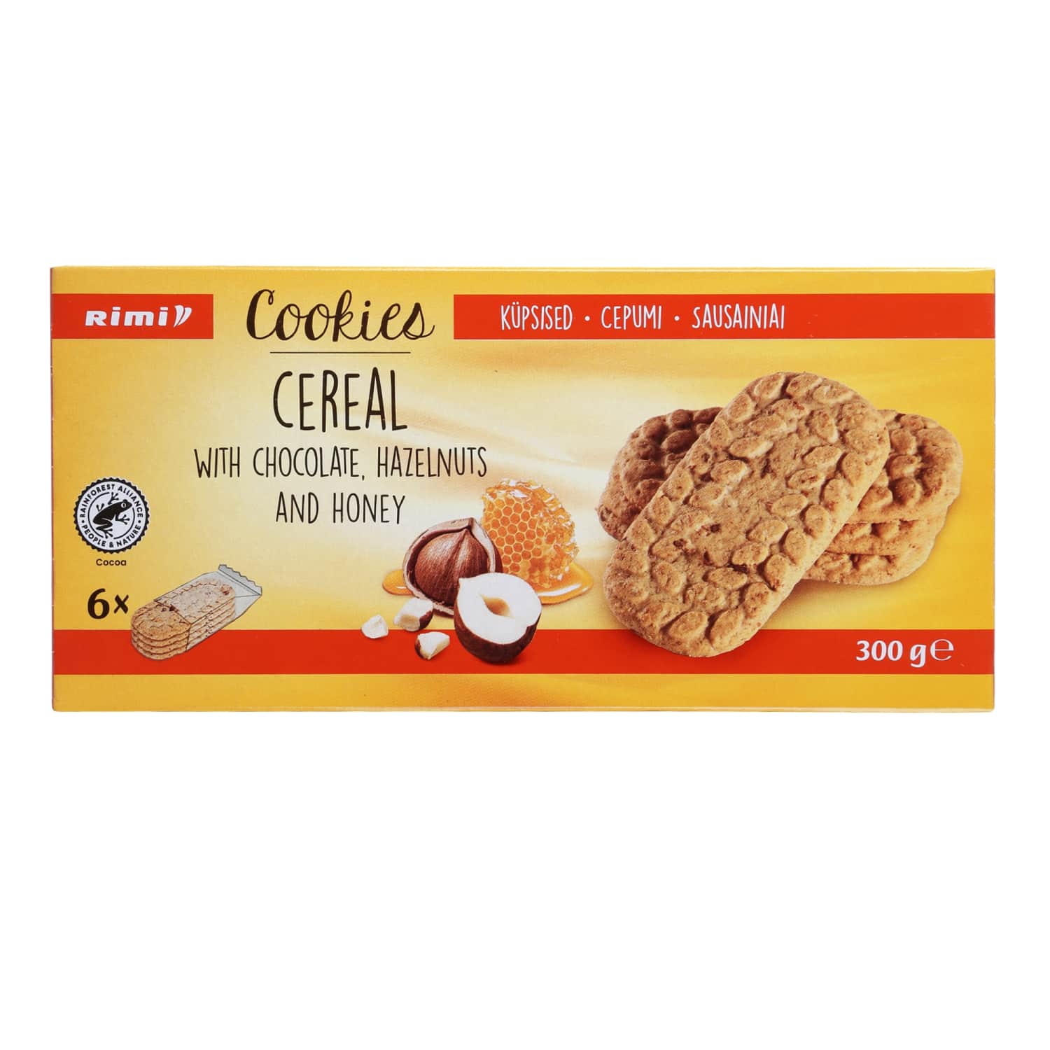 Graudaugu cepumi Rimi ar šokol, lazdu r. 300g