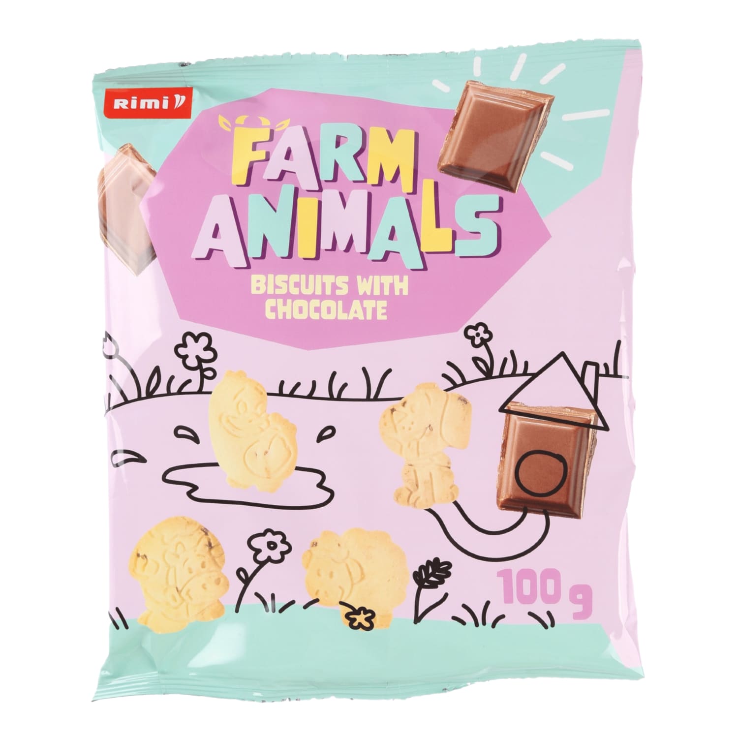 Küpsised šokolaadiga Farm Animals Rimi 100g