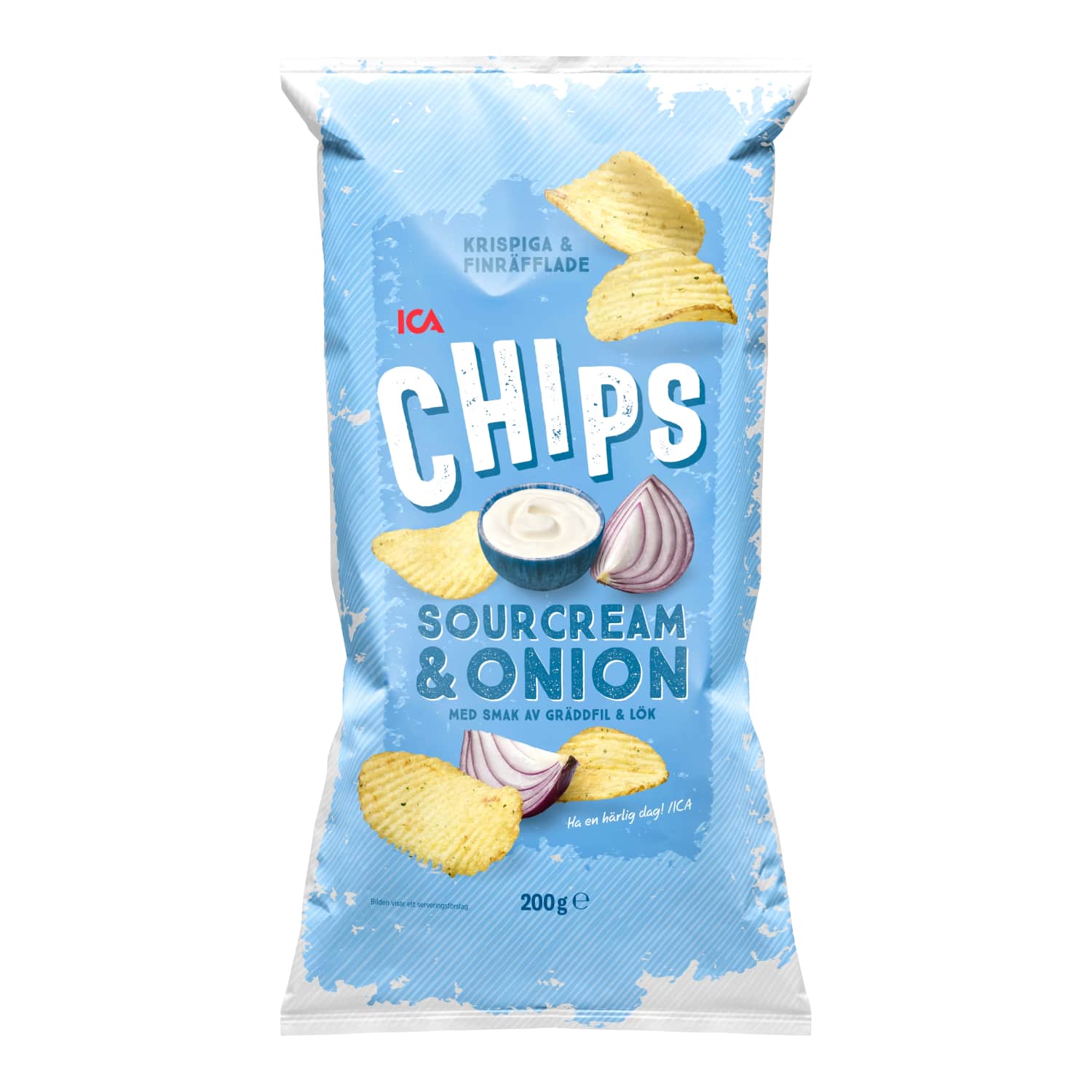 Čipsi ICA ar skābā krējuma un sīpolu g. 200g