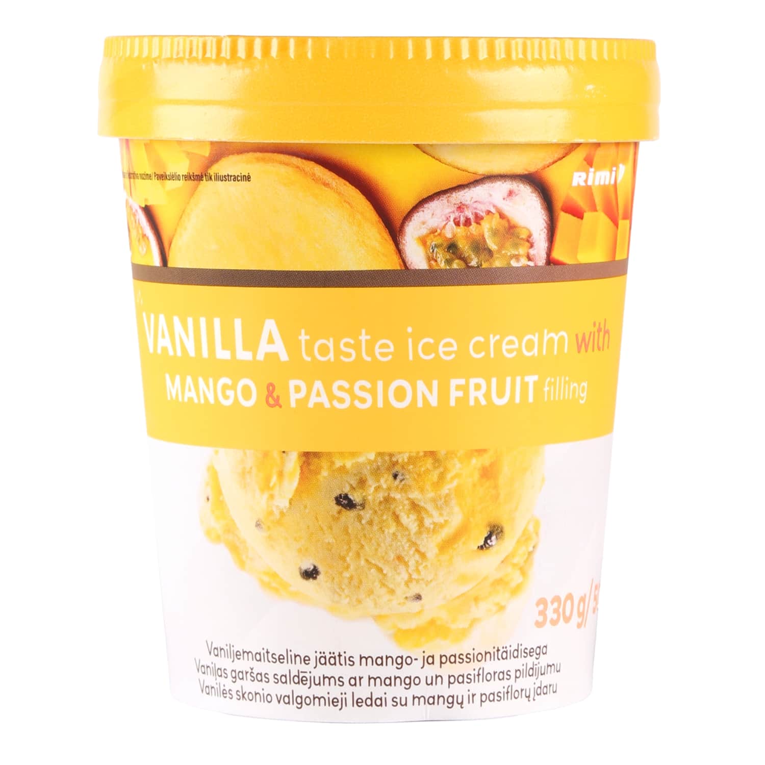 Van. saldējums Rimi mango, pasifl. 330g/500ml