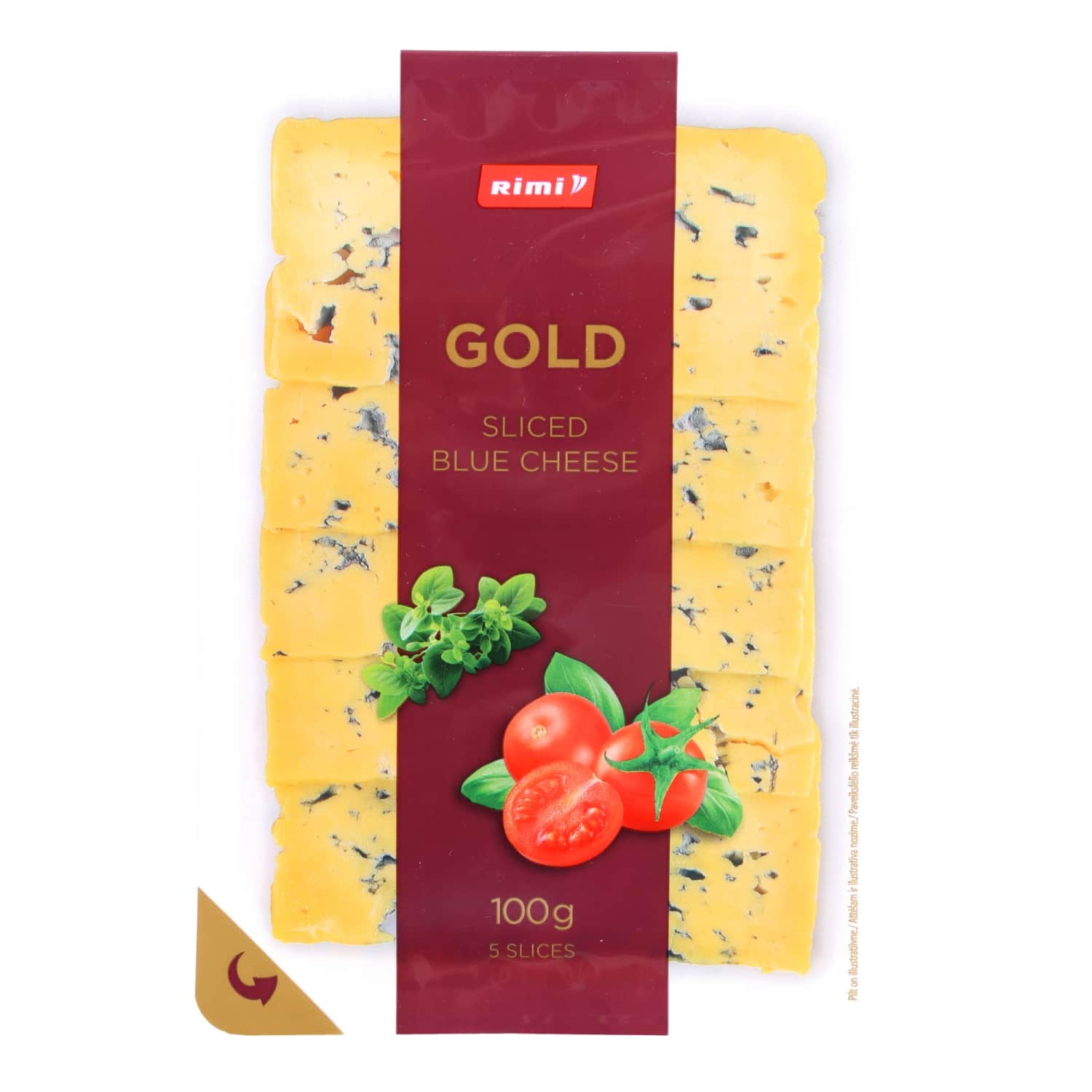 Zilā pelējuma siers Gold šķēlēs 50% Rimi 100g
