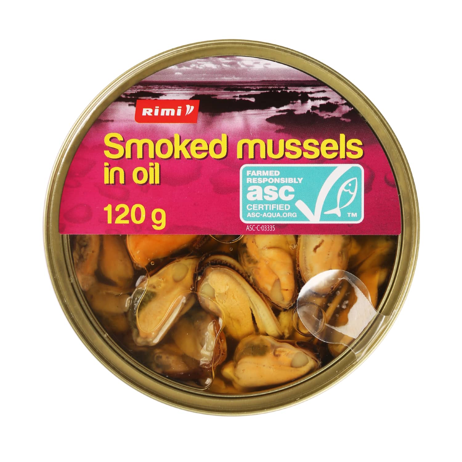 Rūkytos midijos aliejuje RIMI, 120 g/72 g ASC