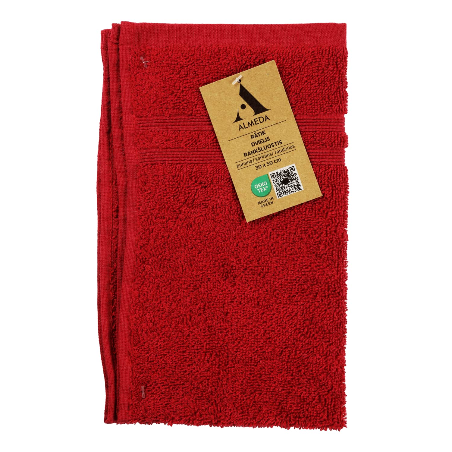 Roku dvielis Almeda sarkans 30x50cm