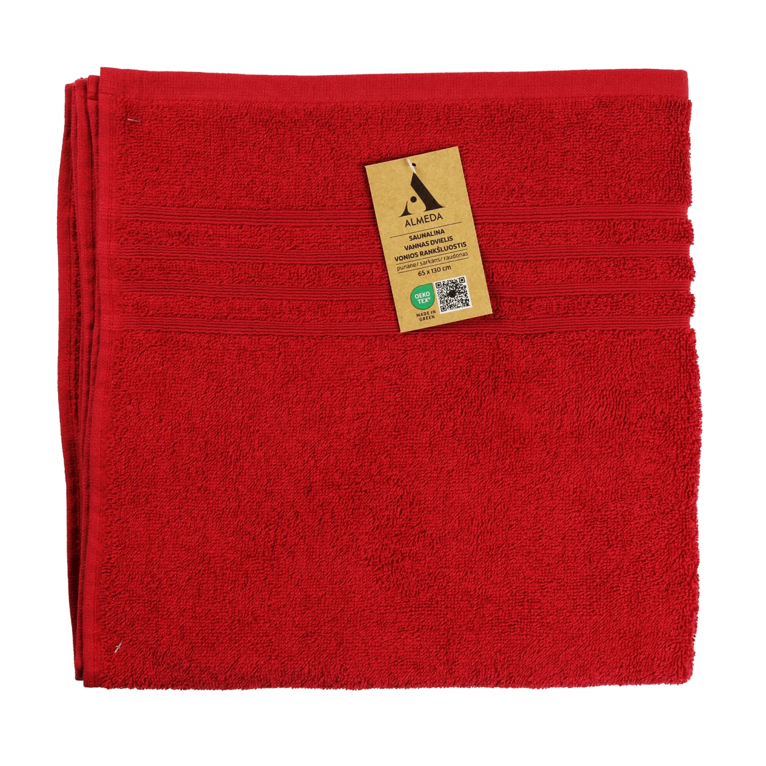Rankšluostis ALMEDA, raudonas, 65x30 cm