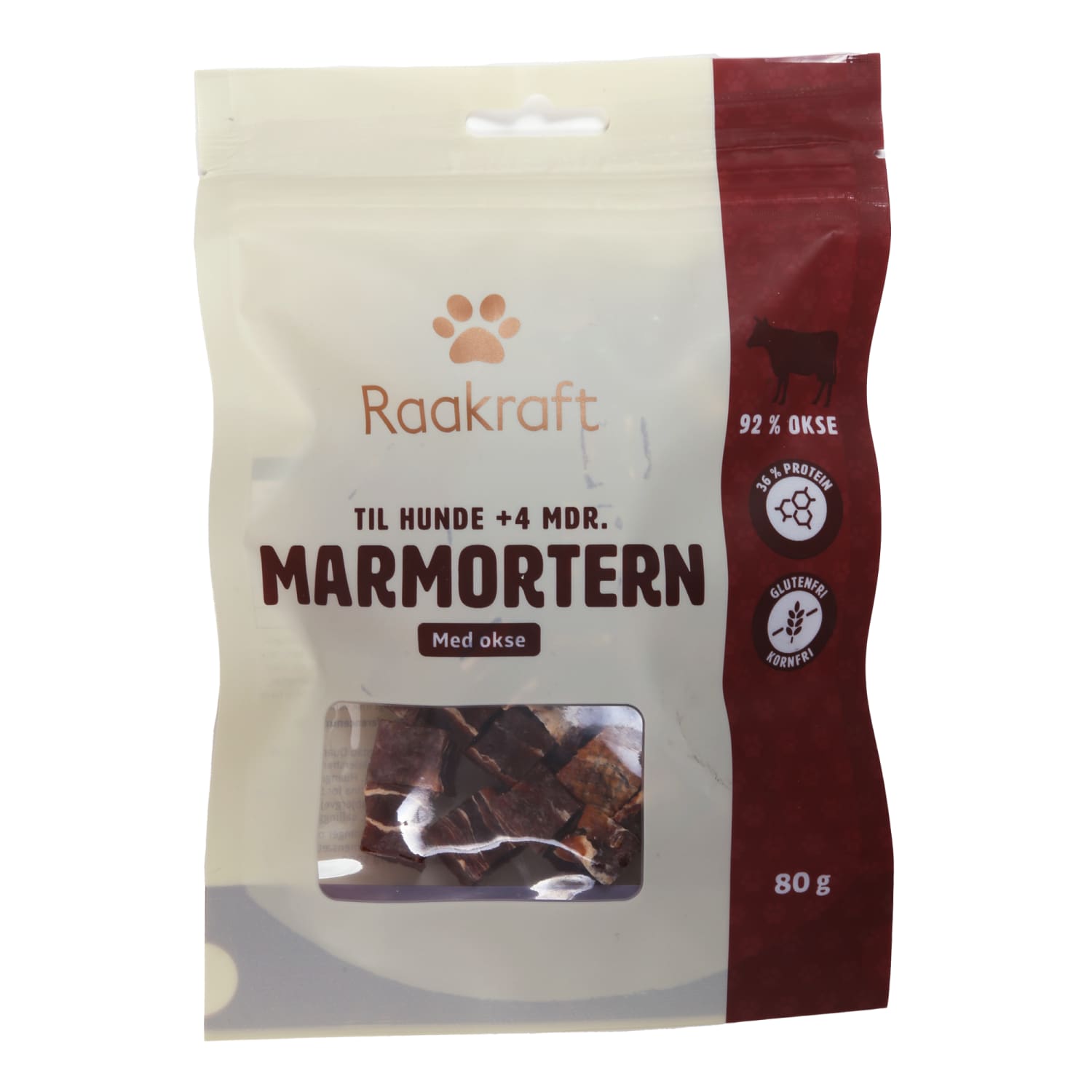 Šunų skanėsto kub. su jautiena RAAKRAFT, 80 g