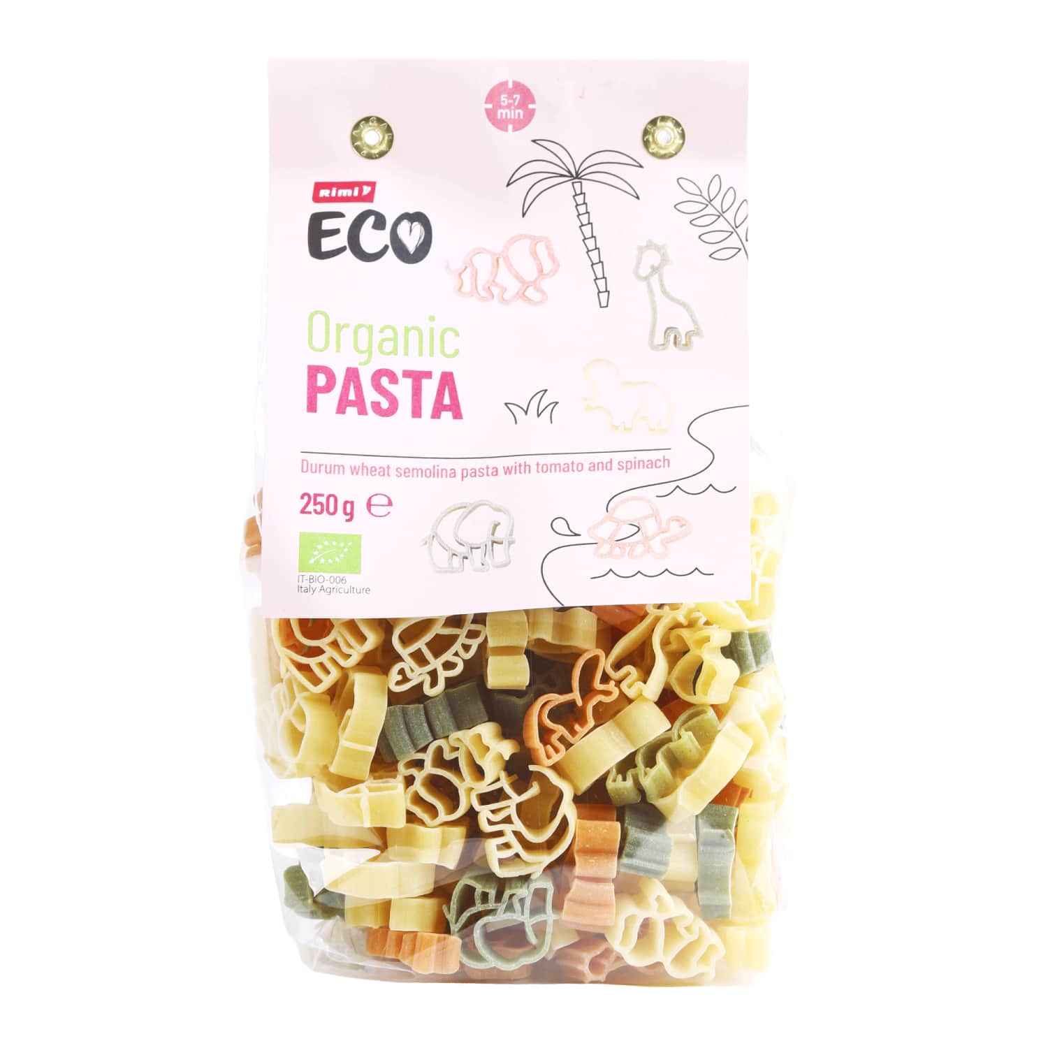 Mahe makaronid Rimi ECO Trocolor Zoo 250g