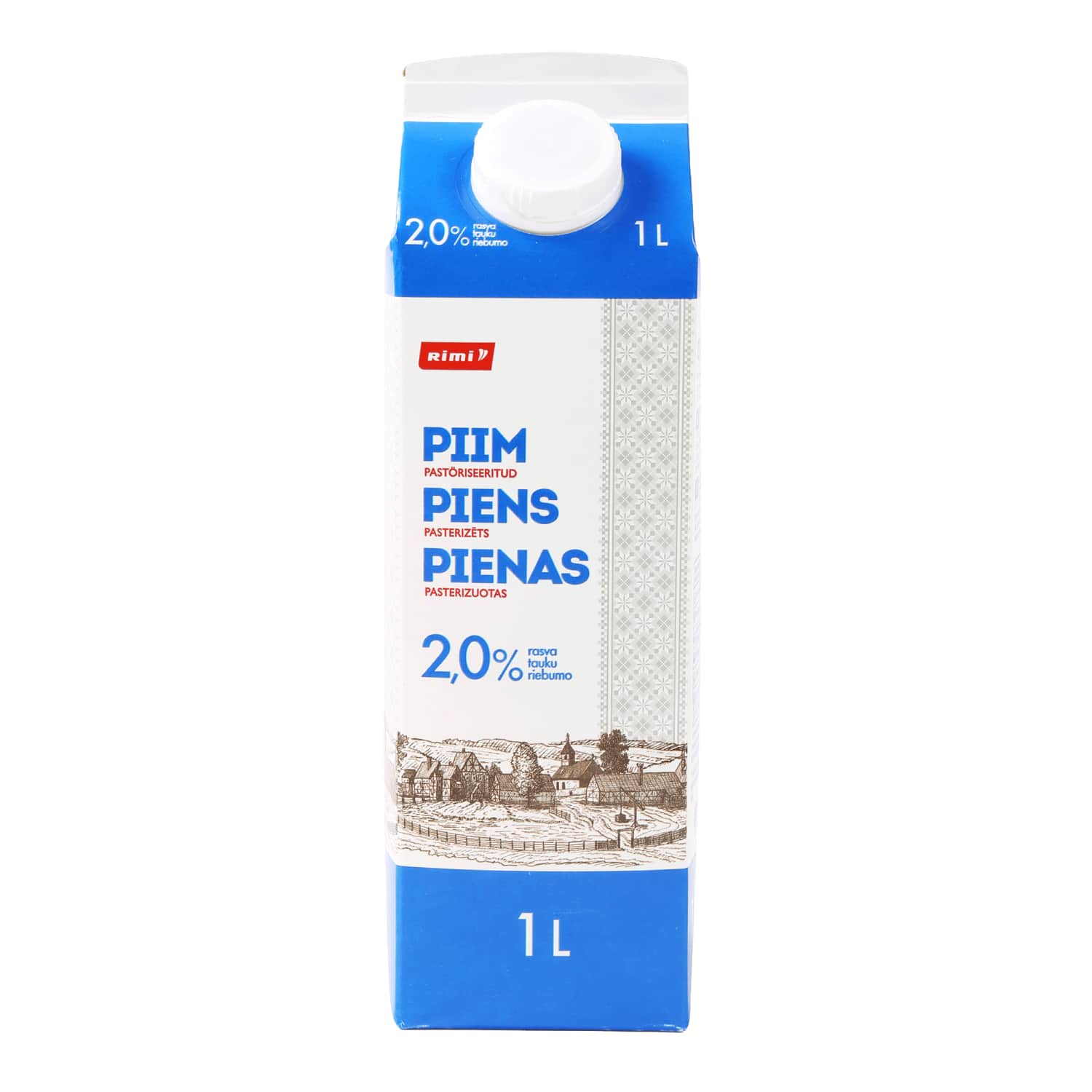Pasterizuotas pienas RIMI, 2 %, 1 l