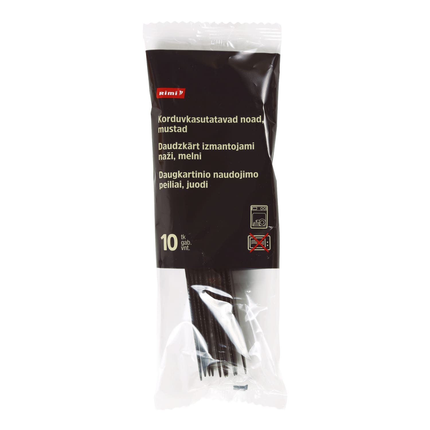 Korduvkasutatavad noad Rimi must 10tk