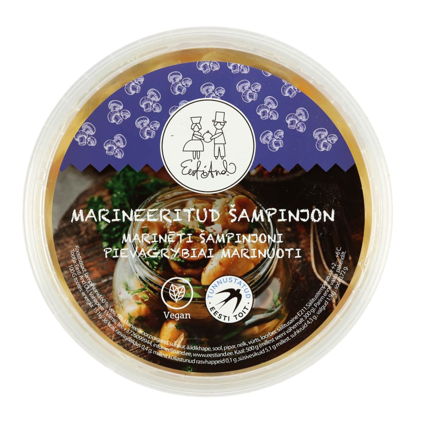 Marineeritud šampinjonid Eesti And 500g/300g