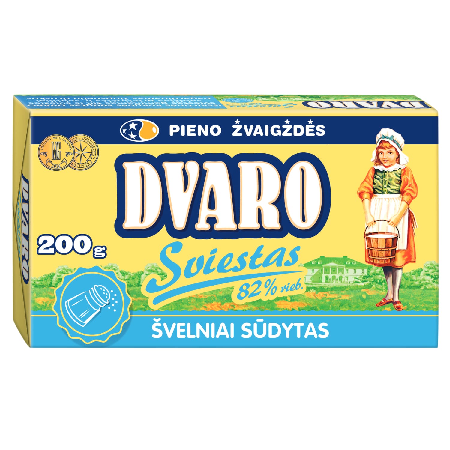 Švelniai sūdytas DVARO sviestas, 82 %, 200 g
