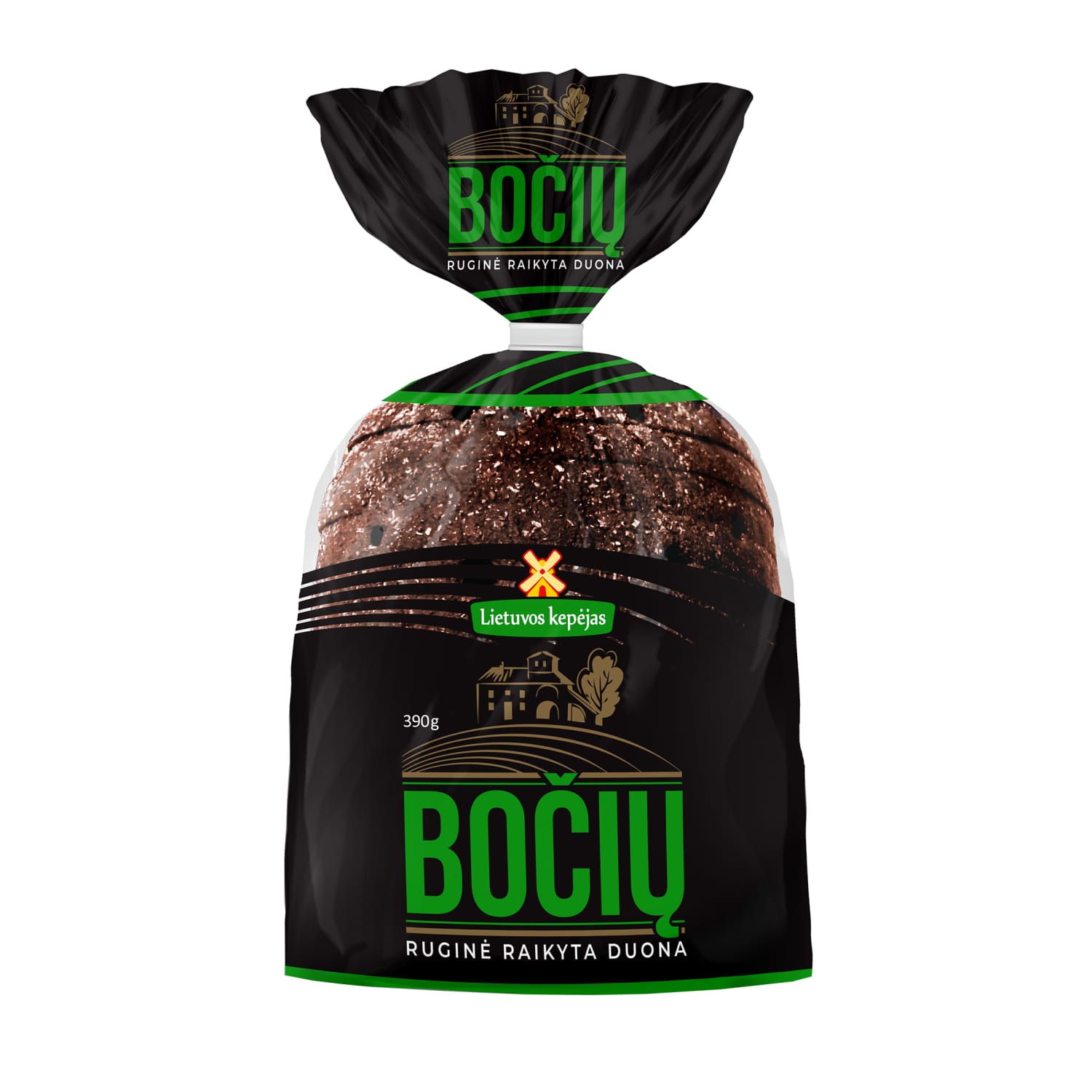 Juoda duona BOČIŲ LK, raikyta, 390 g