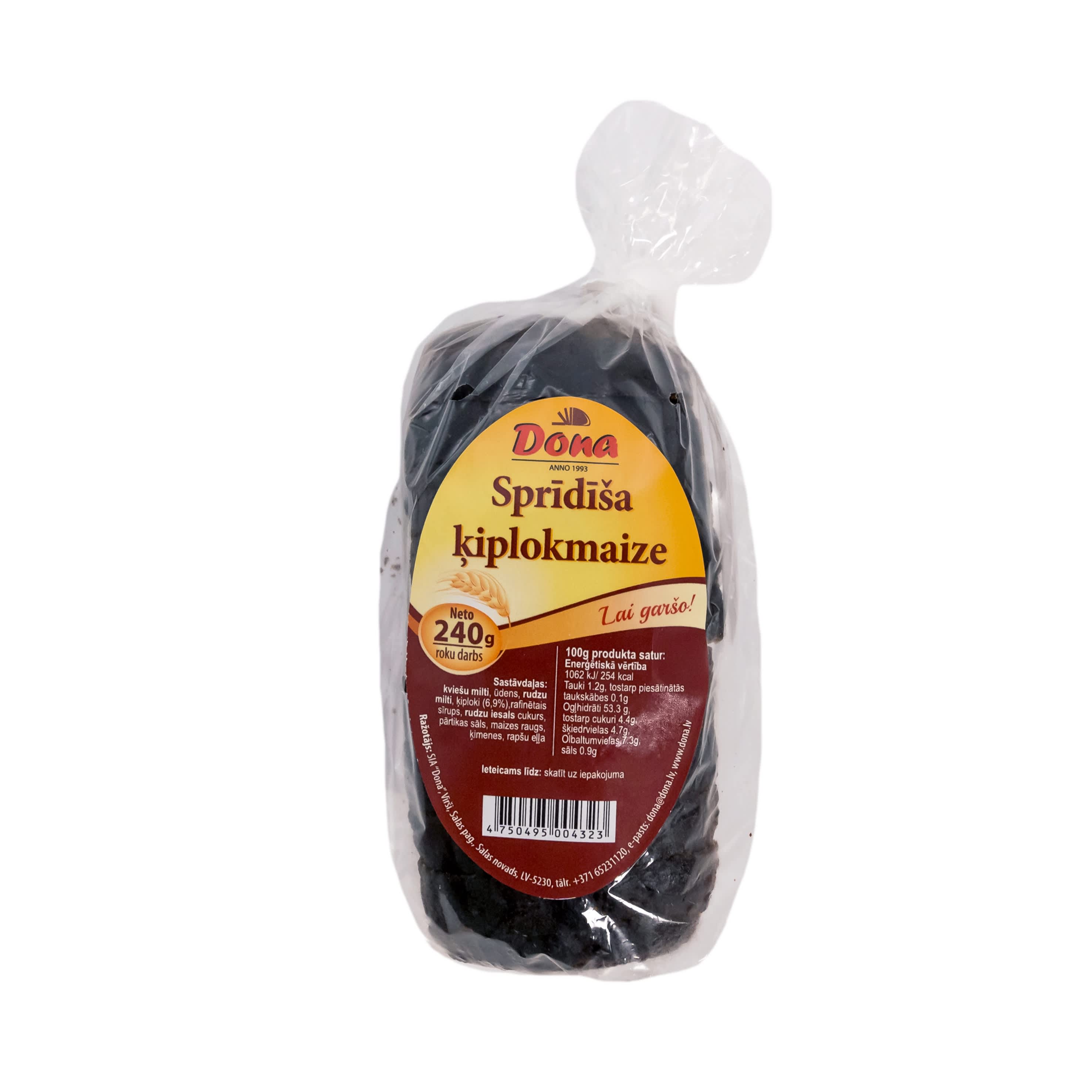 Rudzu ķiplokmaize Sprīdīša 240g