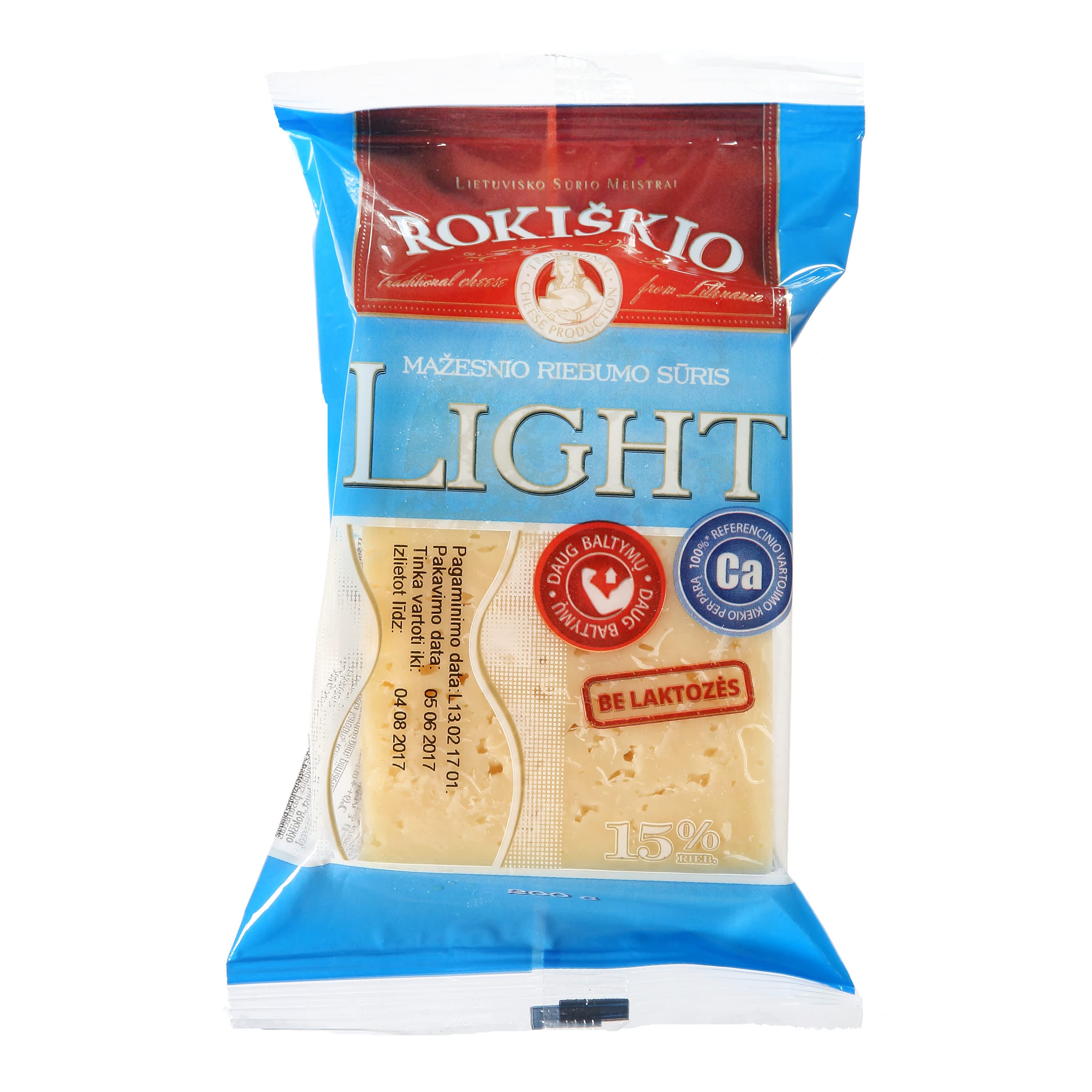 Sūris ROKIŠKIO LIGHT be laktozės, 15 %, 200 g