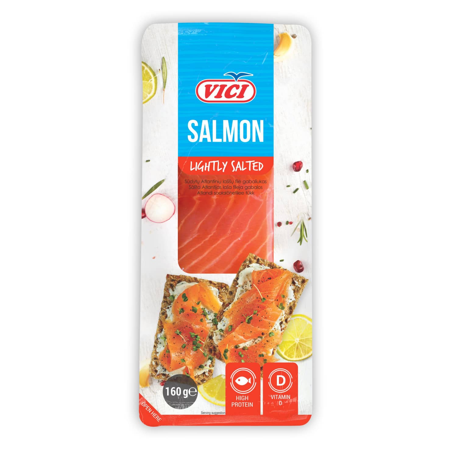 Rimi – akcija / nuolaida: Sūdyta lašišų filė VIČI, gabal. su oda, 160 g