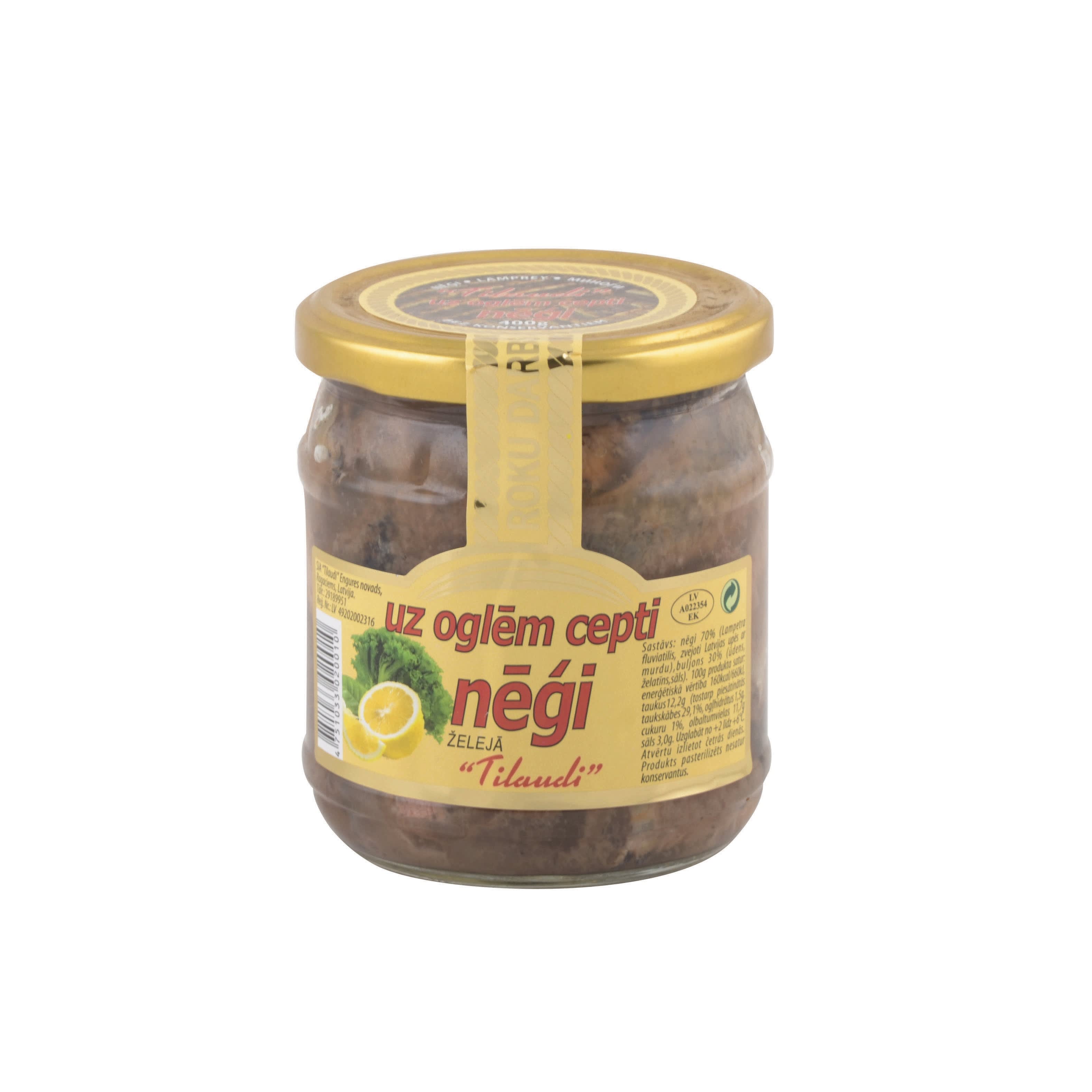 Nēģi cepti uz oglēm želējā burciņā 400g/280g