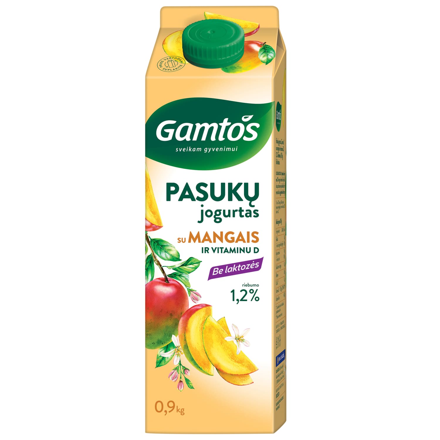 GAMTOS pas. jogurtas su mangais, 1,2 %, 900 g