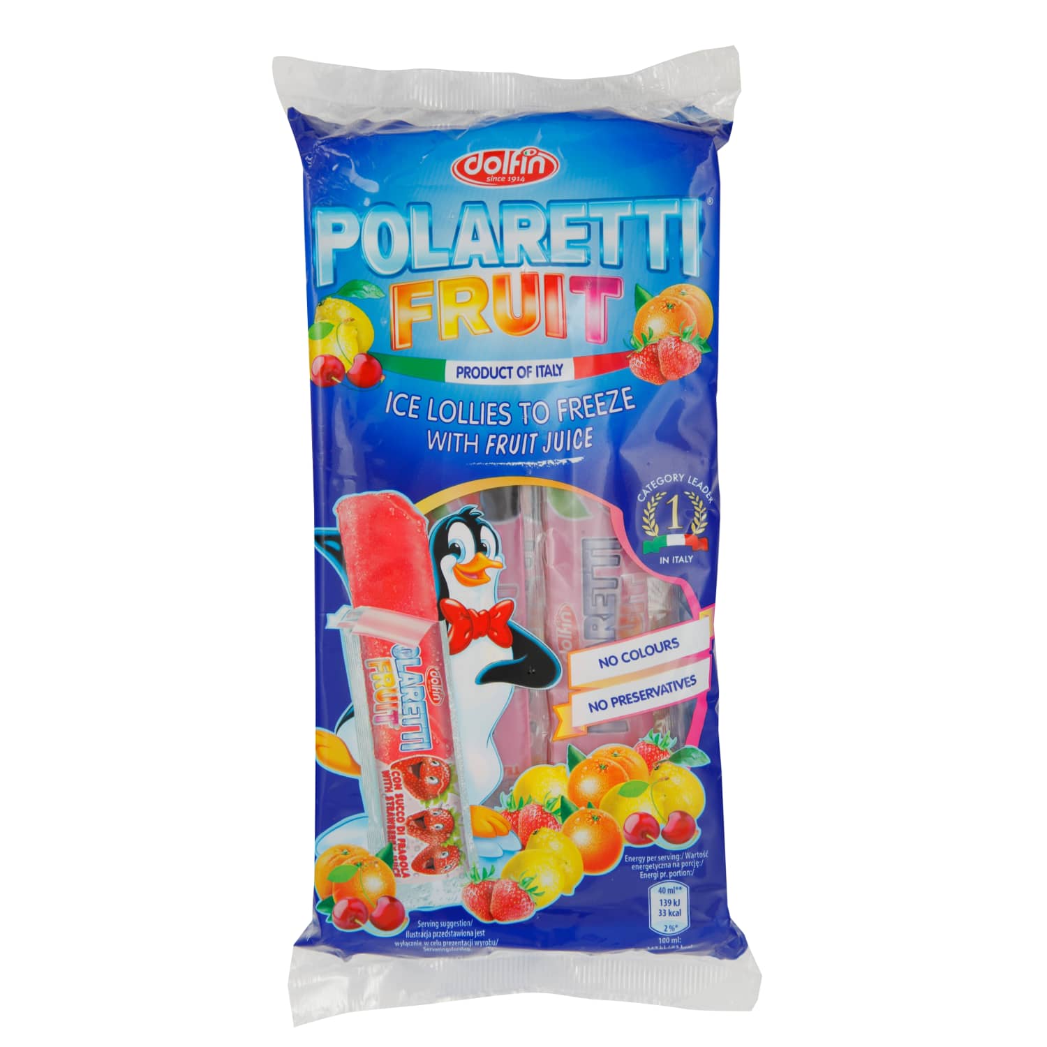 Mahlajäätis puuvilja Dolfin 10x40ml