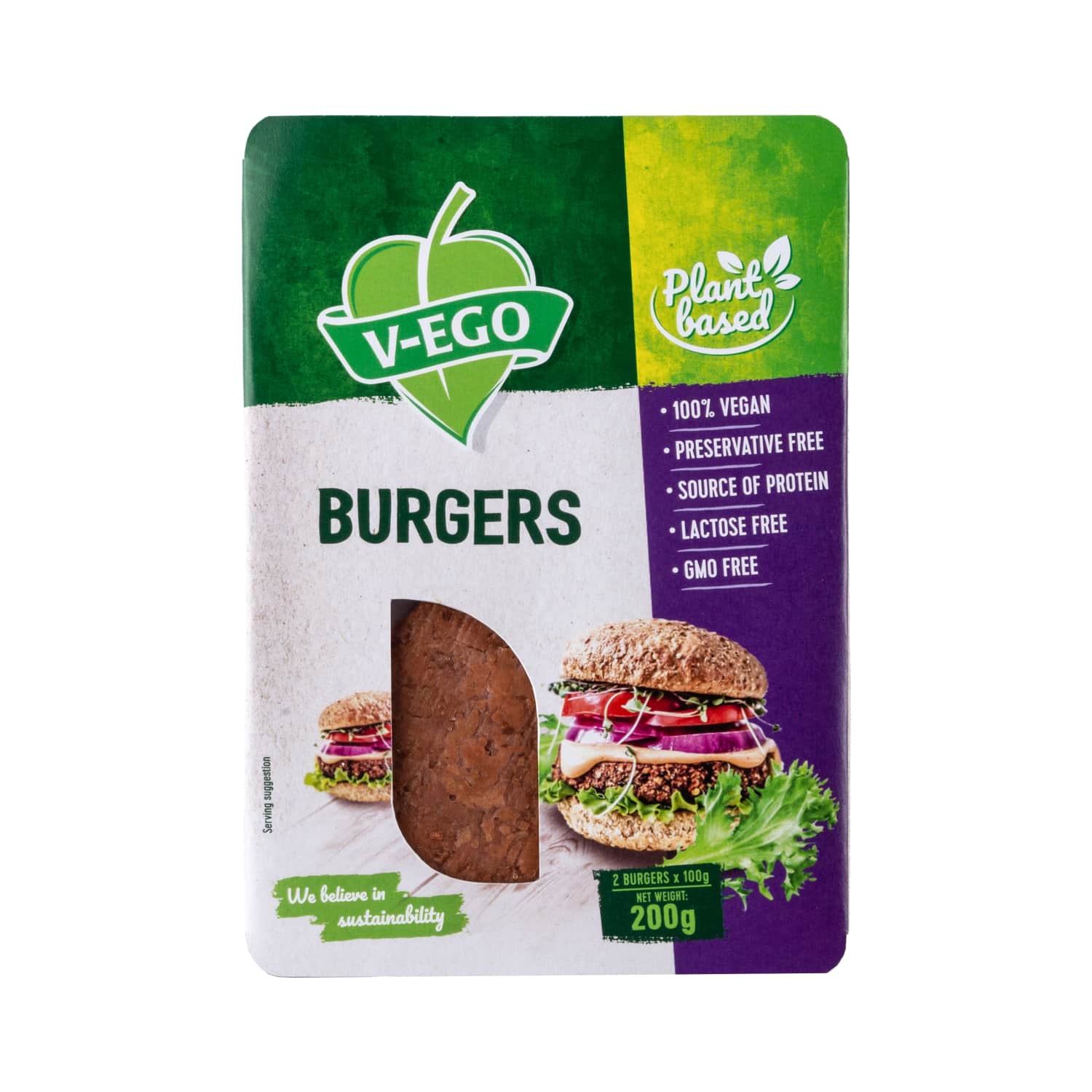 Vegānu burgeri V-Ego klasiskie 200g