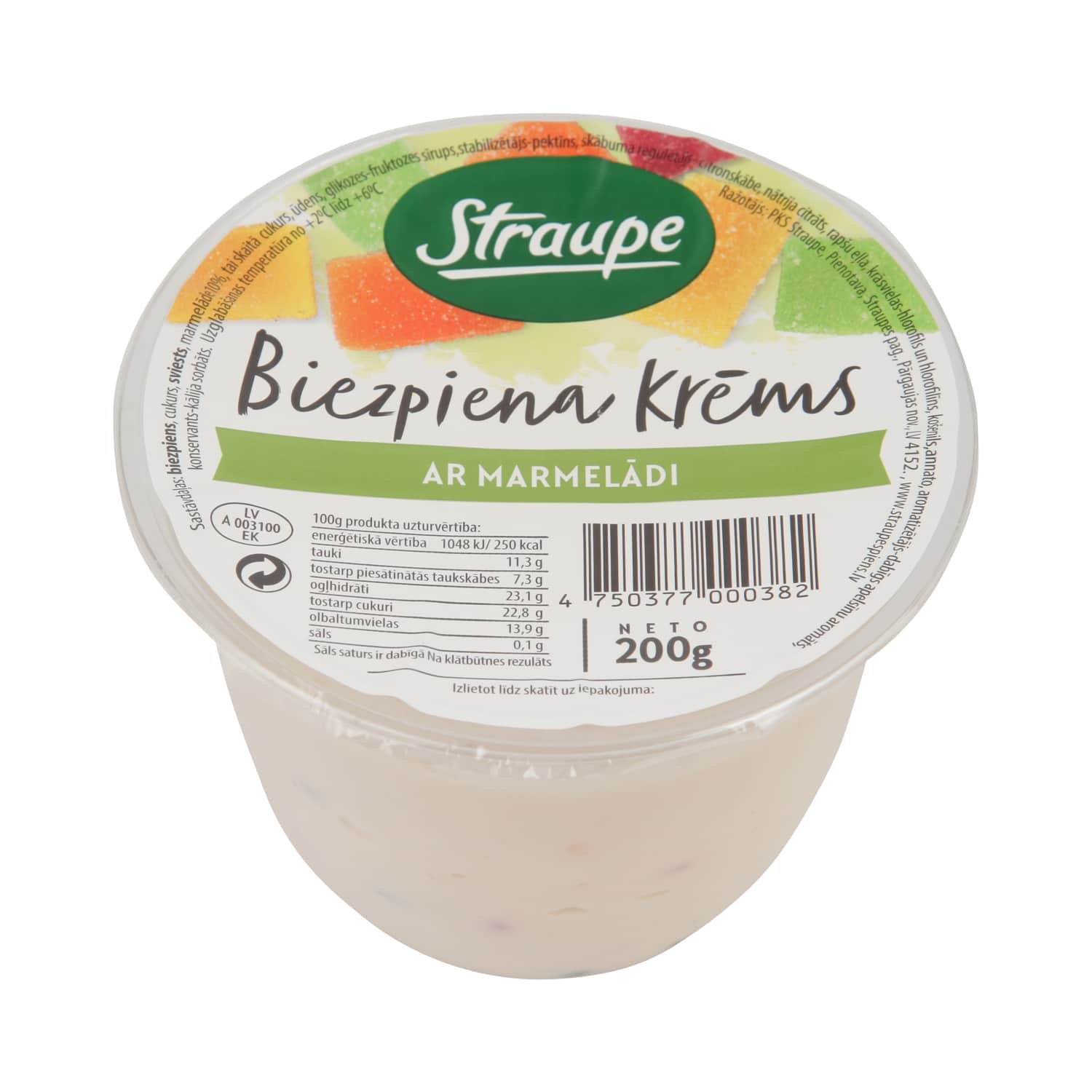 Biezp.krēms Straupe saldais ar marmelādi 200g