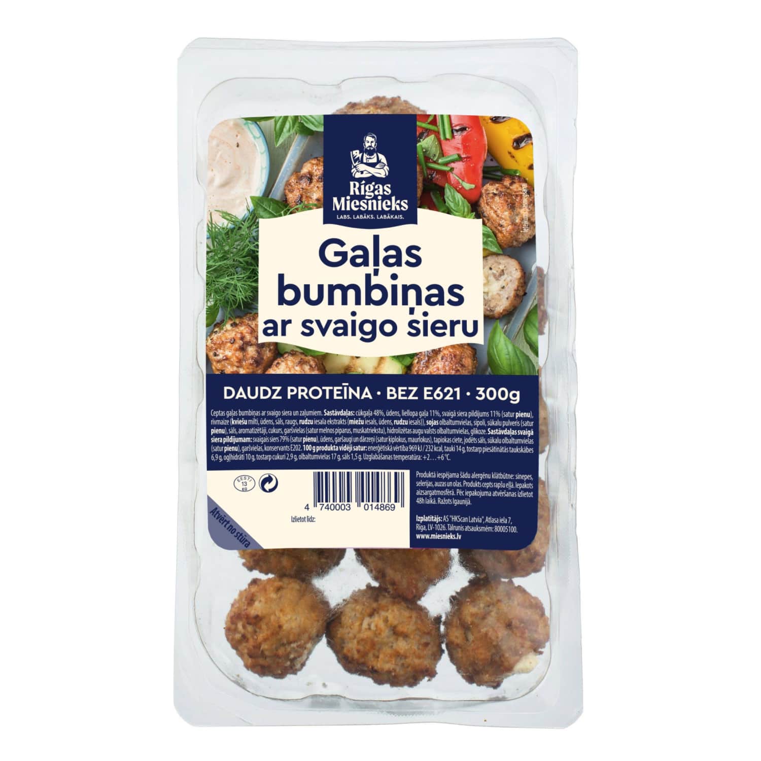 Gaļas bumbiņas ar sieru un zaļumiem 300g