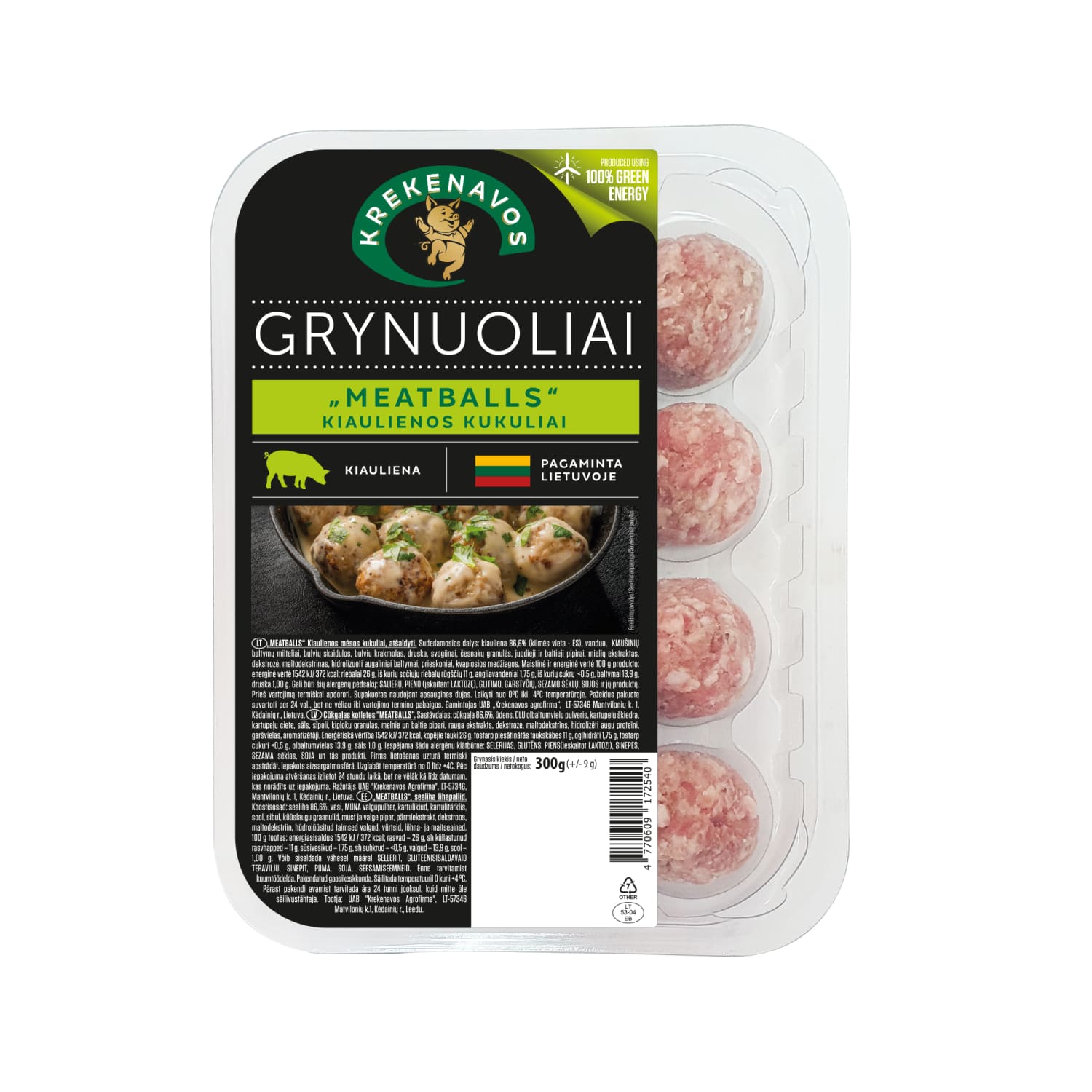 Kiaul. mėsos kuk. MEATBALLS GRYNUOLIAI ,300 g