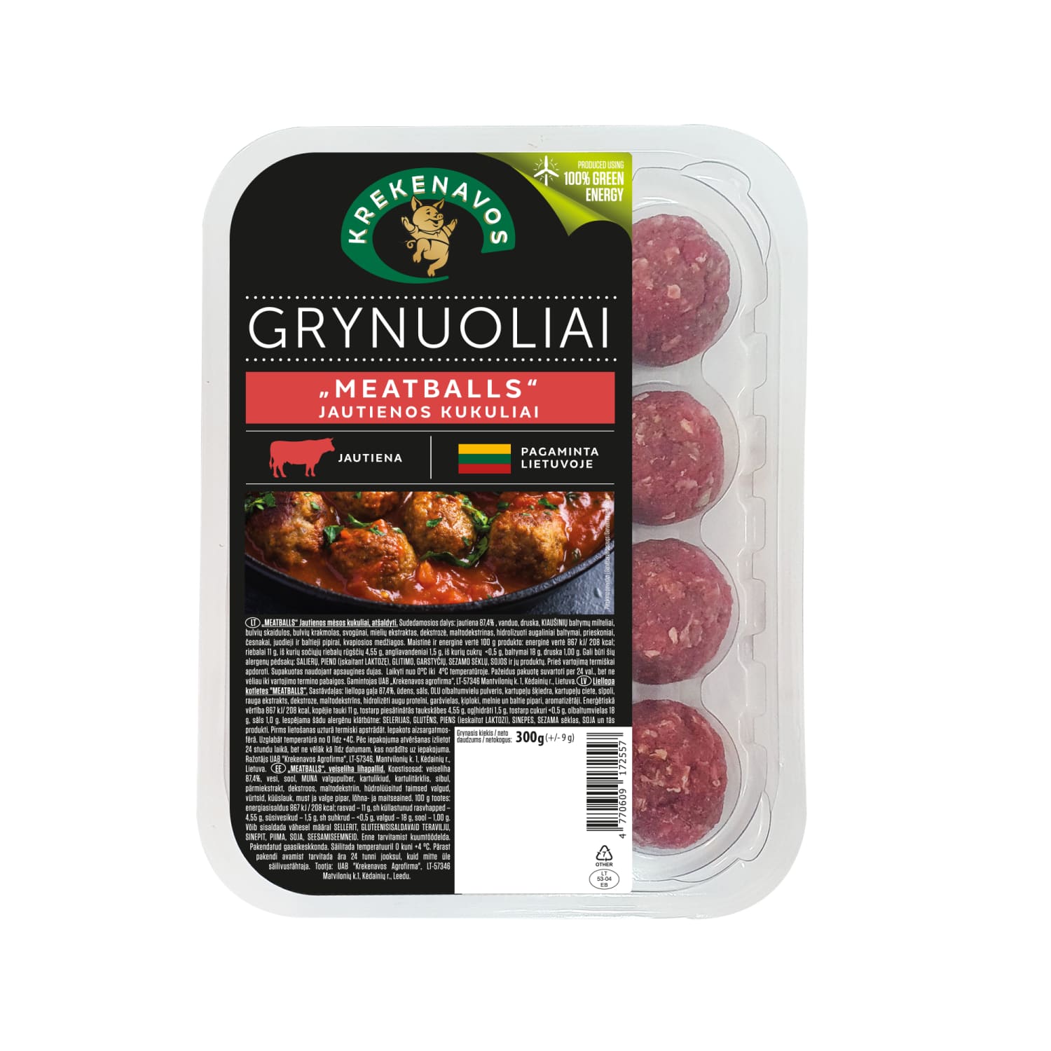 Jaut. mėsos kuk. MEATBALLS GRYNUOLIAI, 300 g