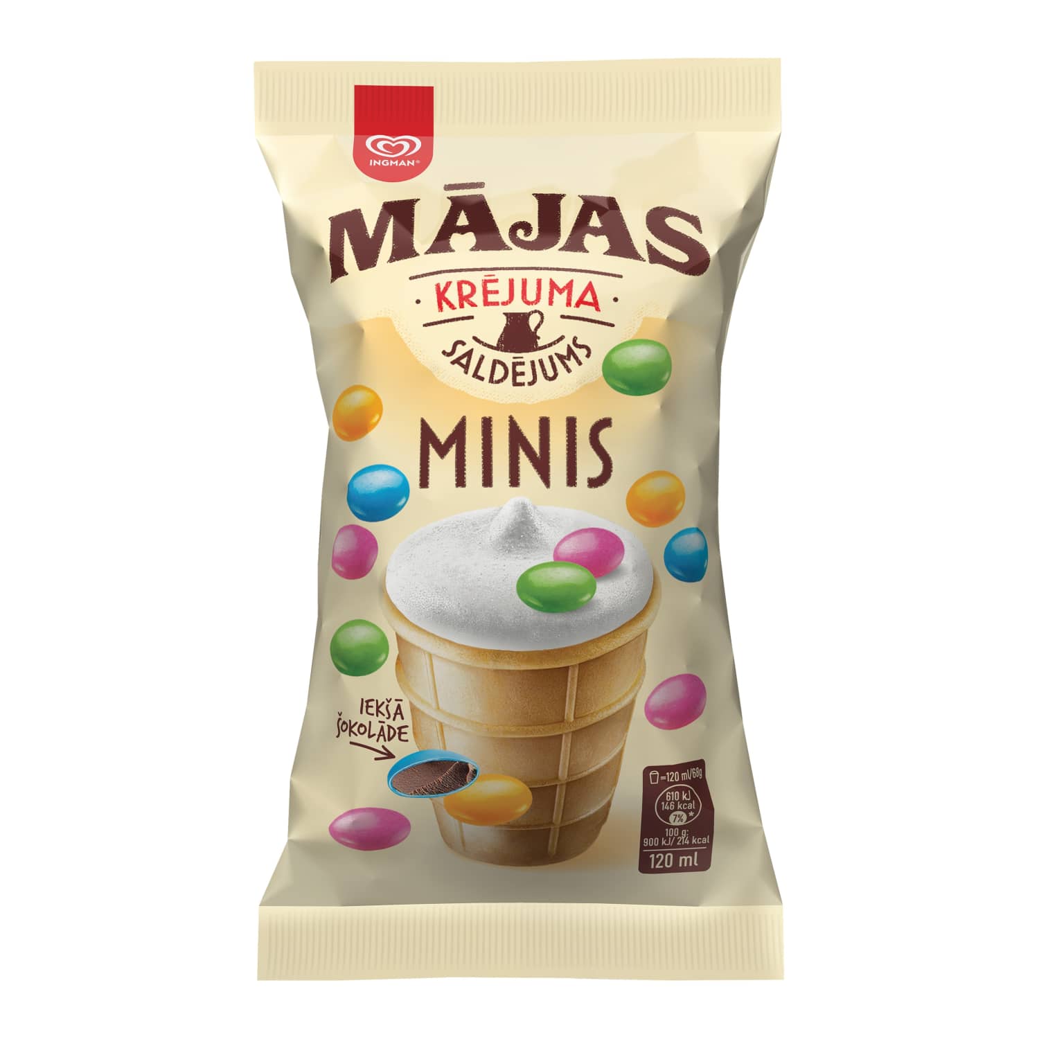Saldējums Mājas Minis vafeļu glāz. 120ml/68g