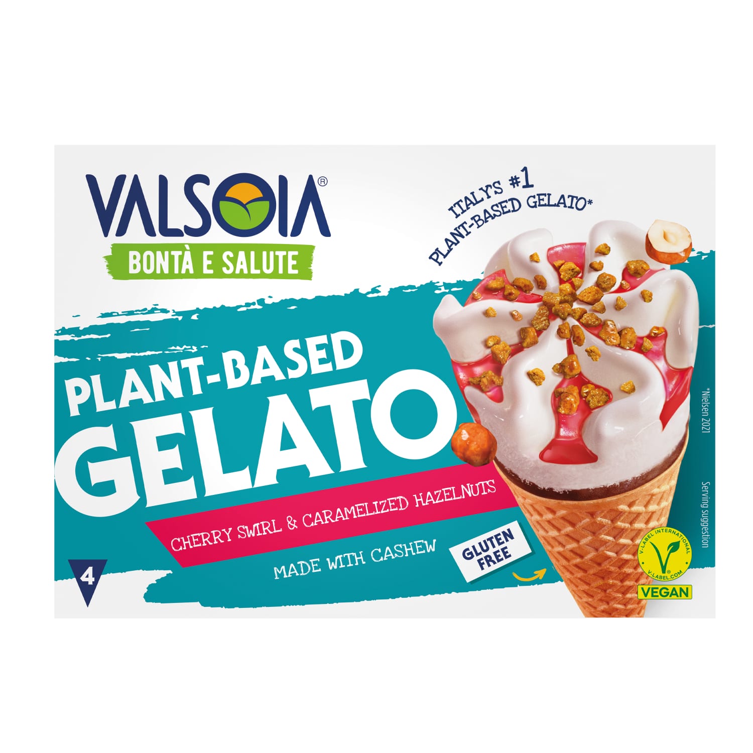 Jäätis pähkli-kirsi Valsoia 472ml/300g