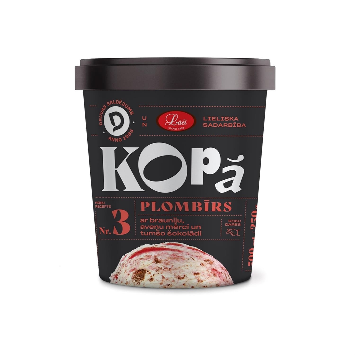 Saldējums Druva braunija - aveņu 500ml/250g