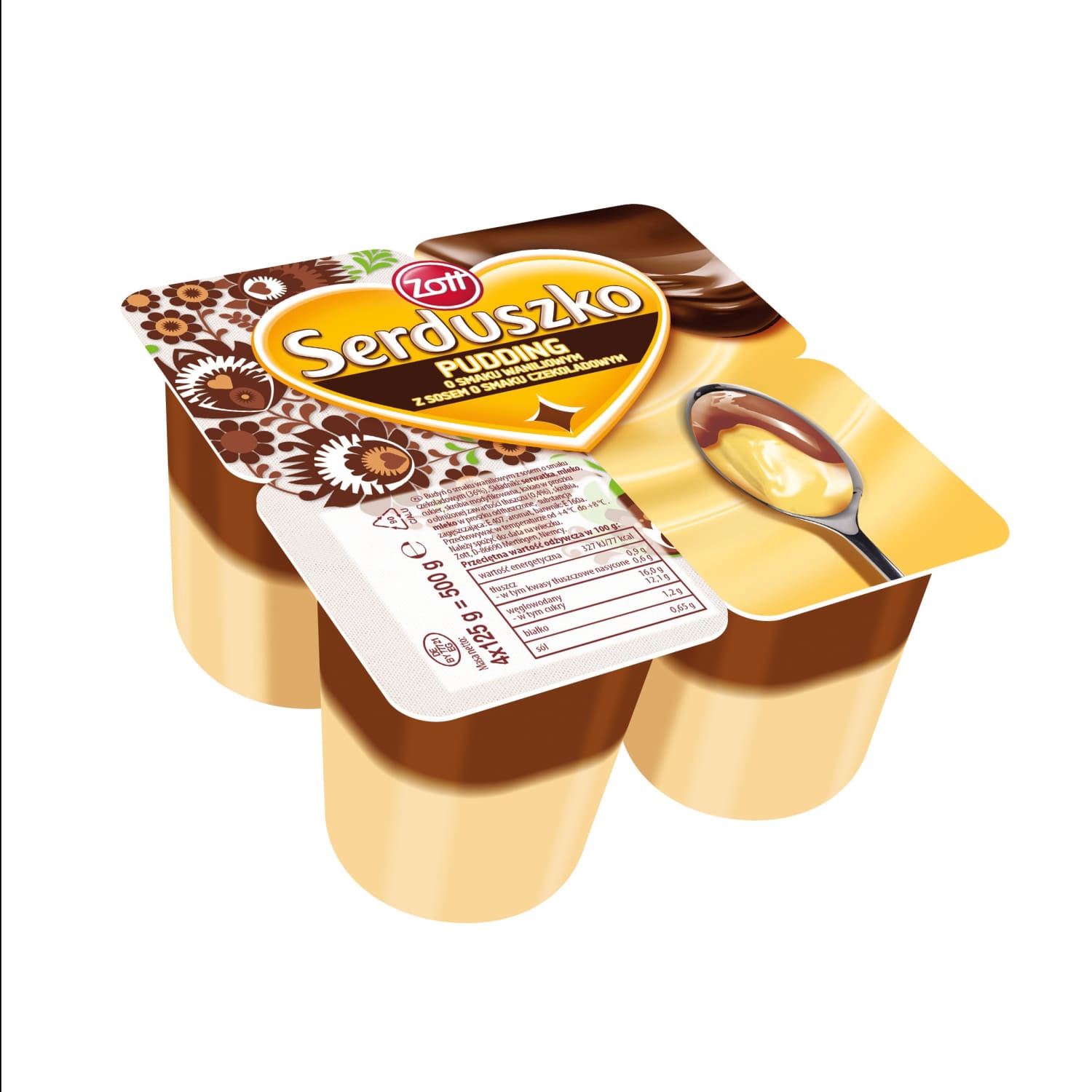 Pudiņš Zott serduszko vaniļas - šokolād. 125g